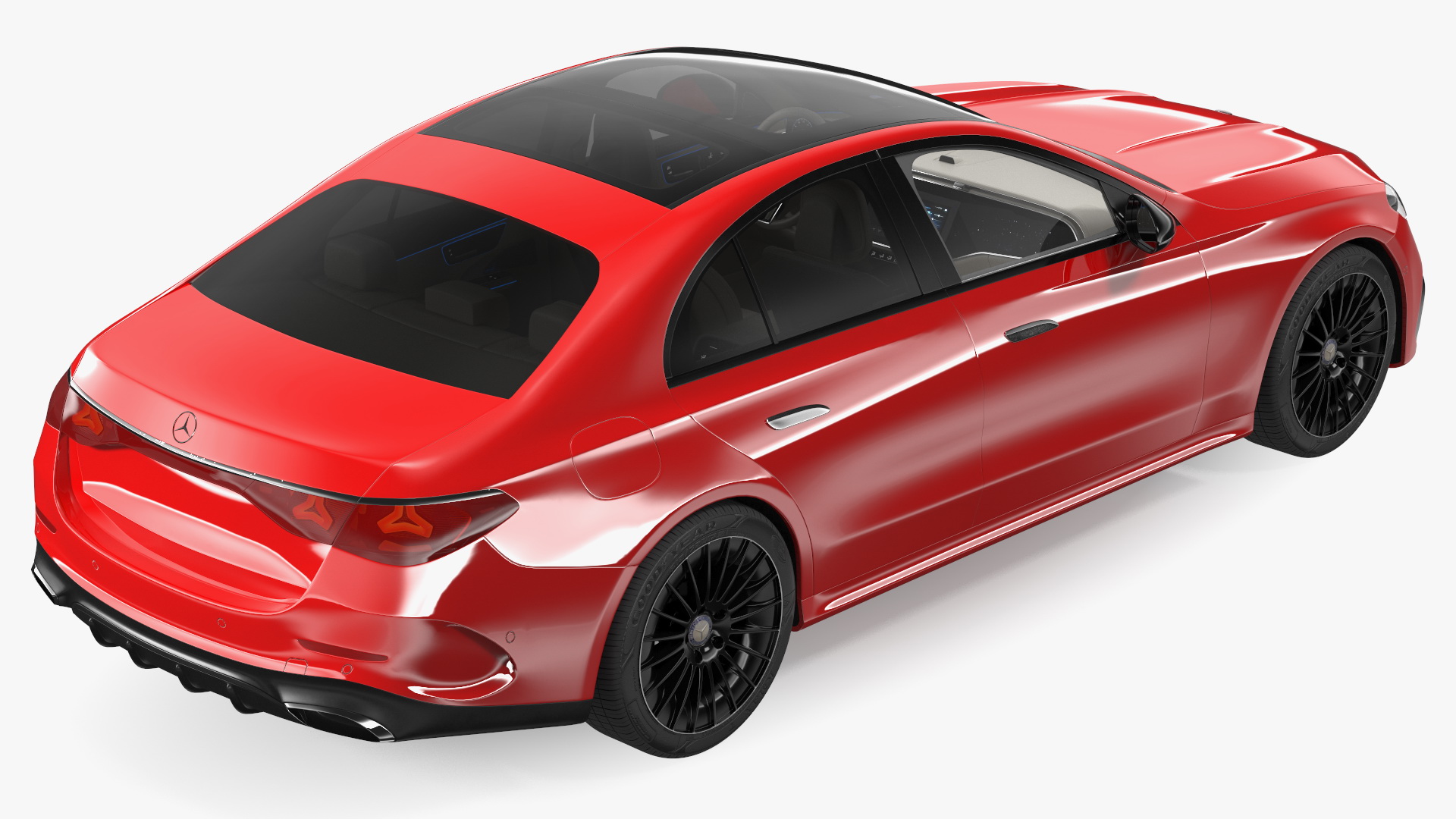 3D Mercedes E-class Red Color Rigged model