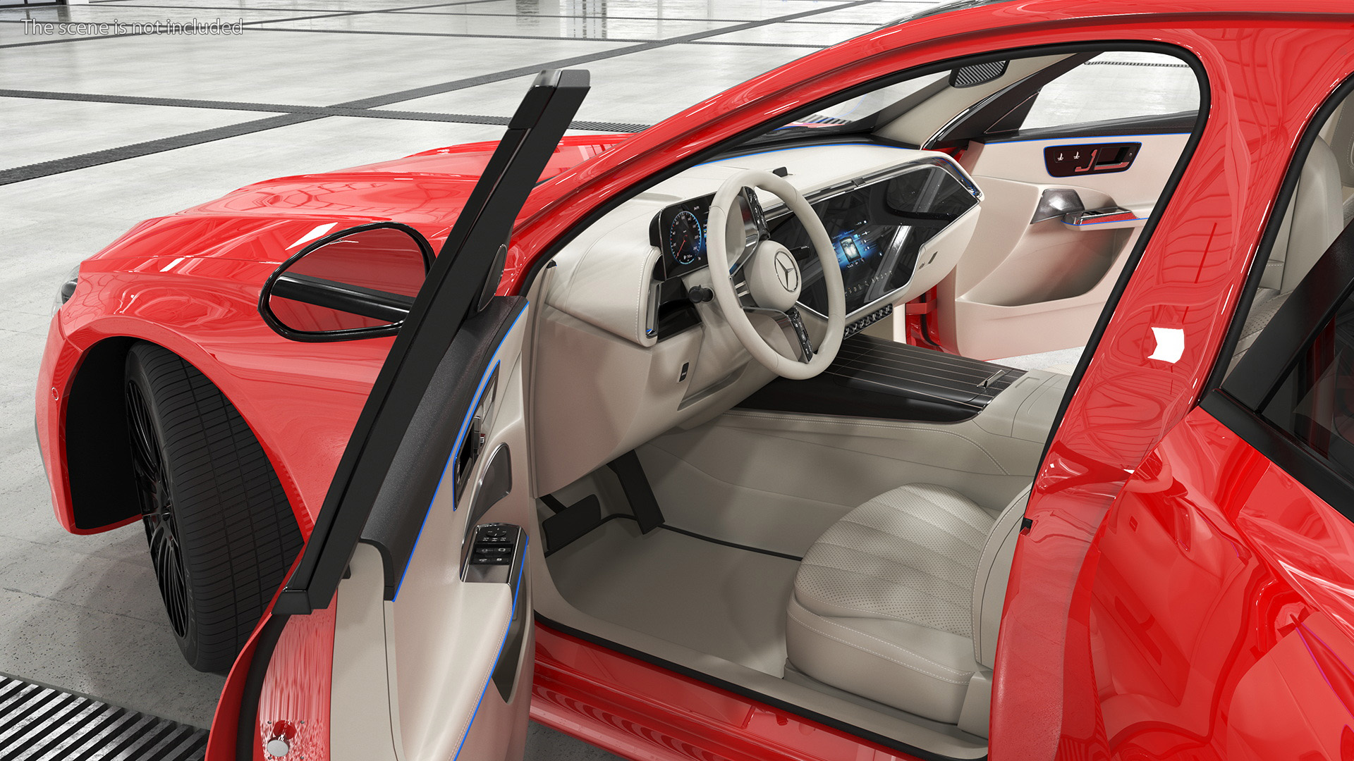 3D Mercedes E-class Red Color Rigged model