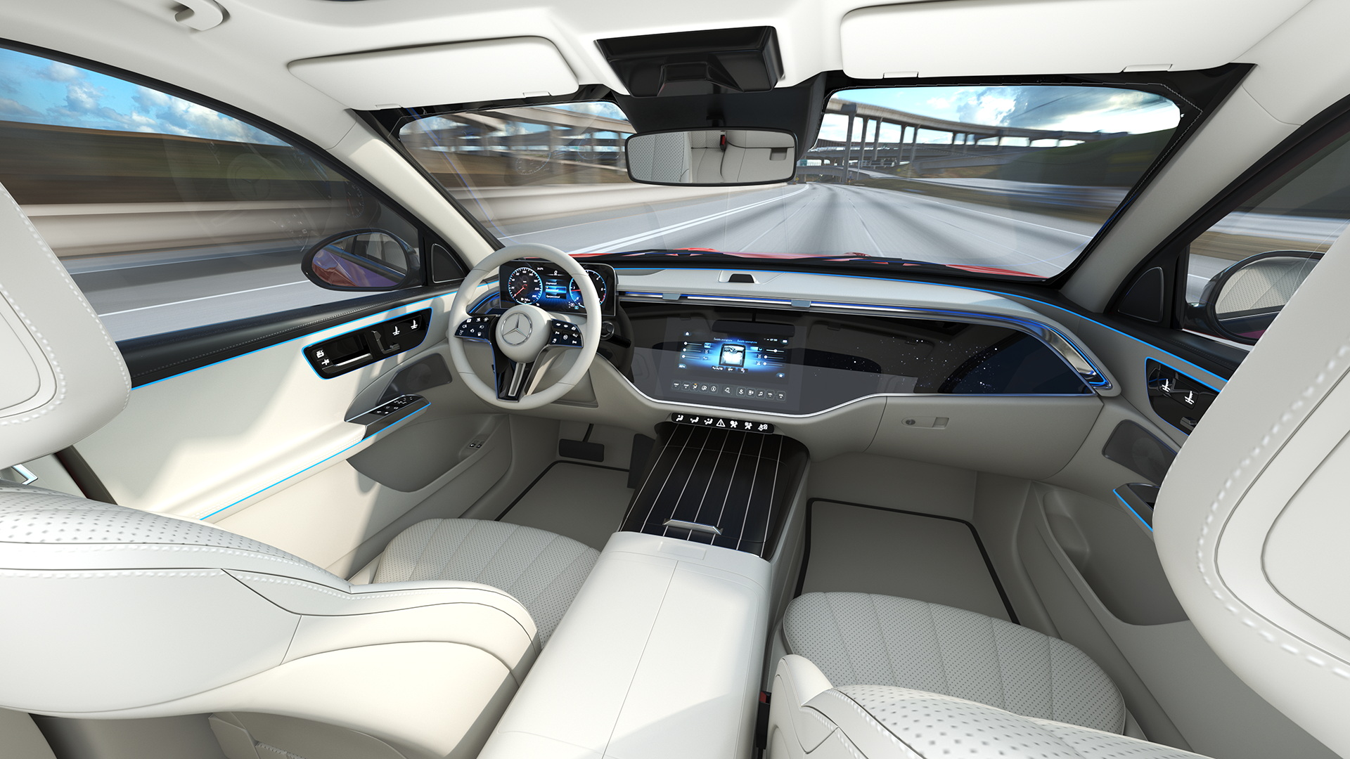 3D Mercedes E-class Red Color Rigged model