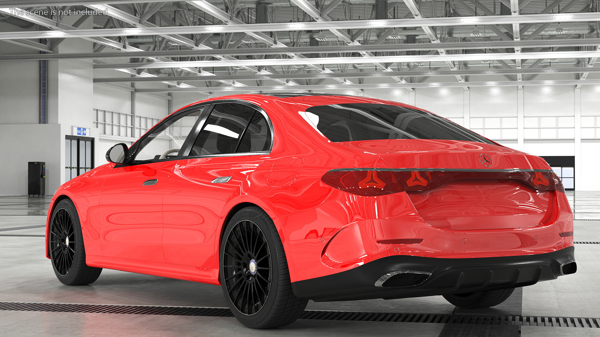 3D Mercedes E-class Red Color Rigged model