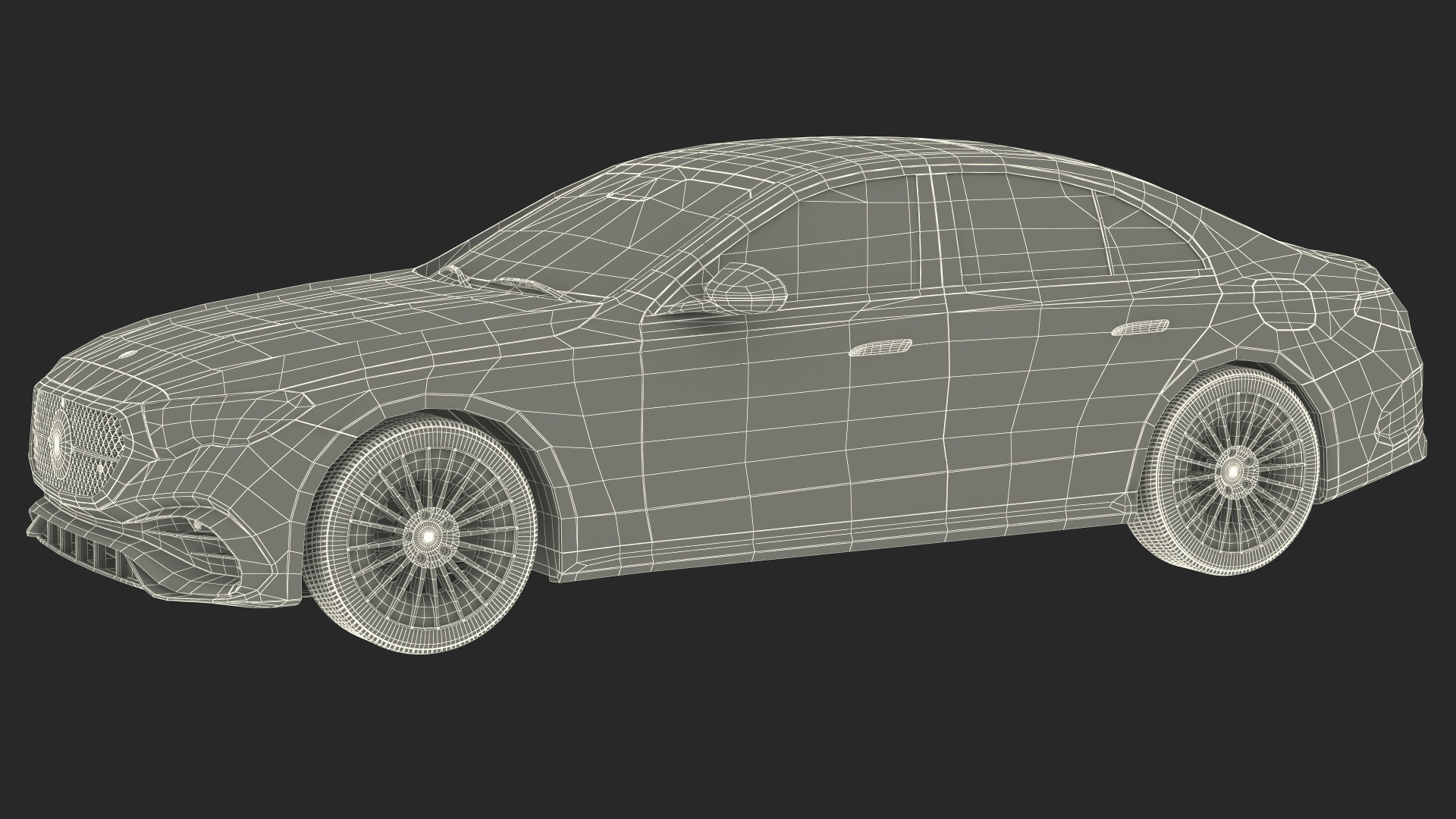 3D Mercedes E-class Red Color Rigged model