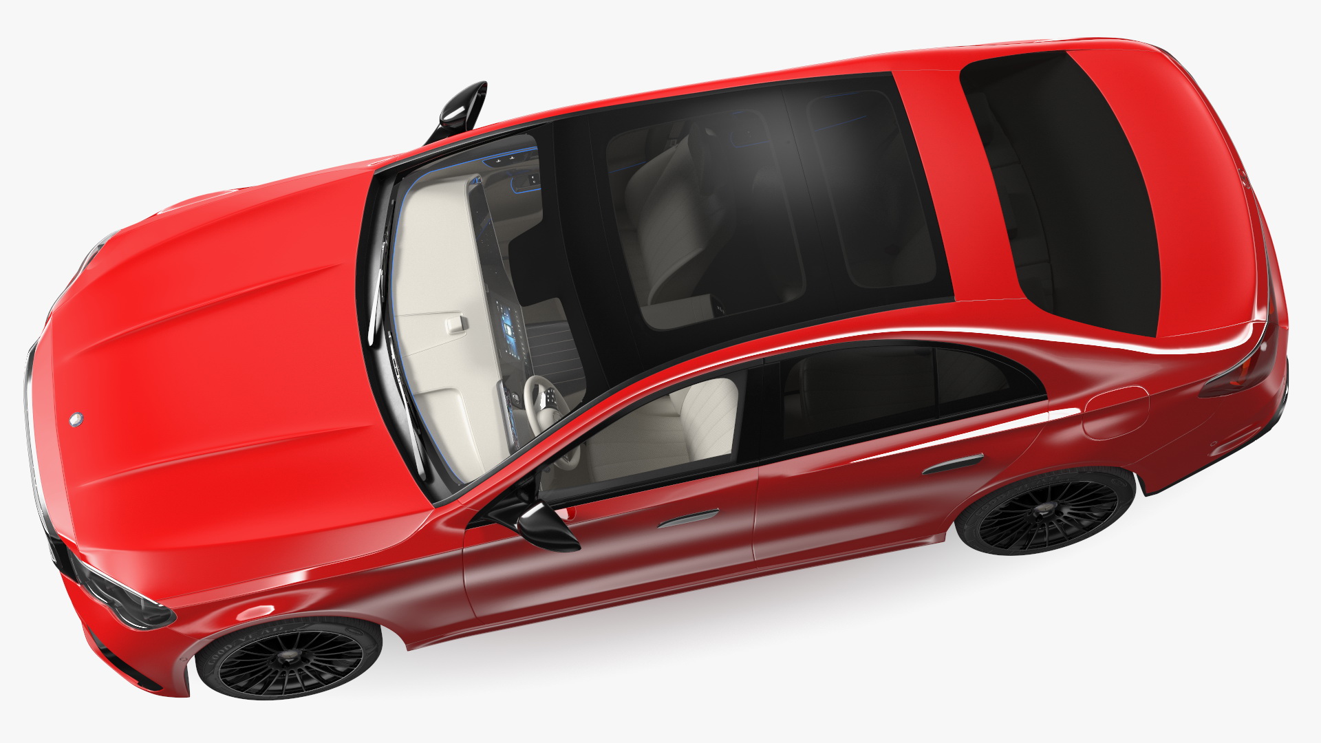 3D Mercedes E-class Red Color Rigged model