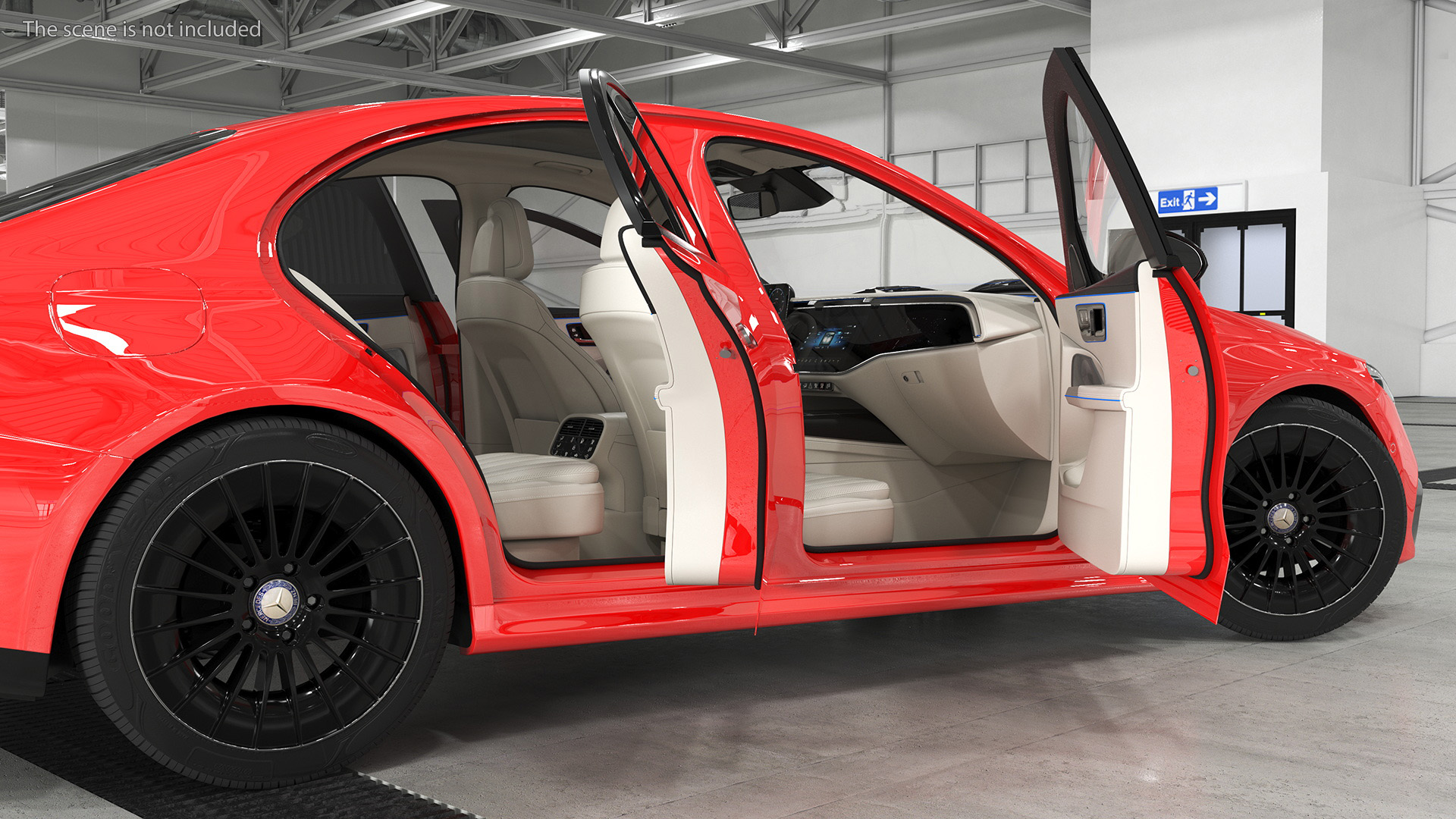 3D Mercedes E-class Red Color Rigged model