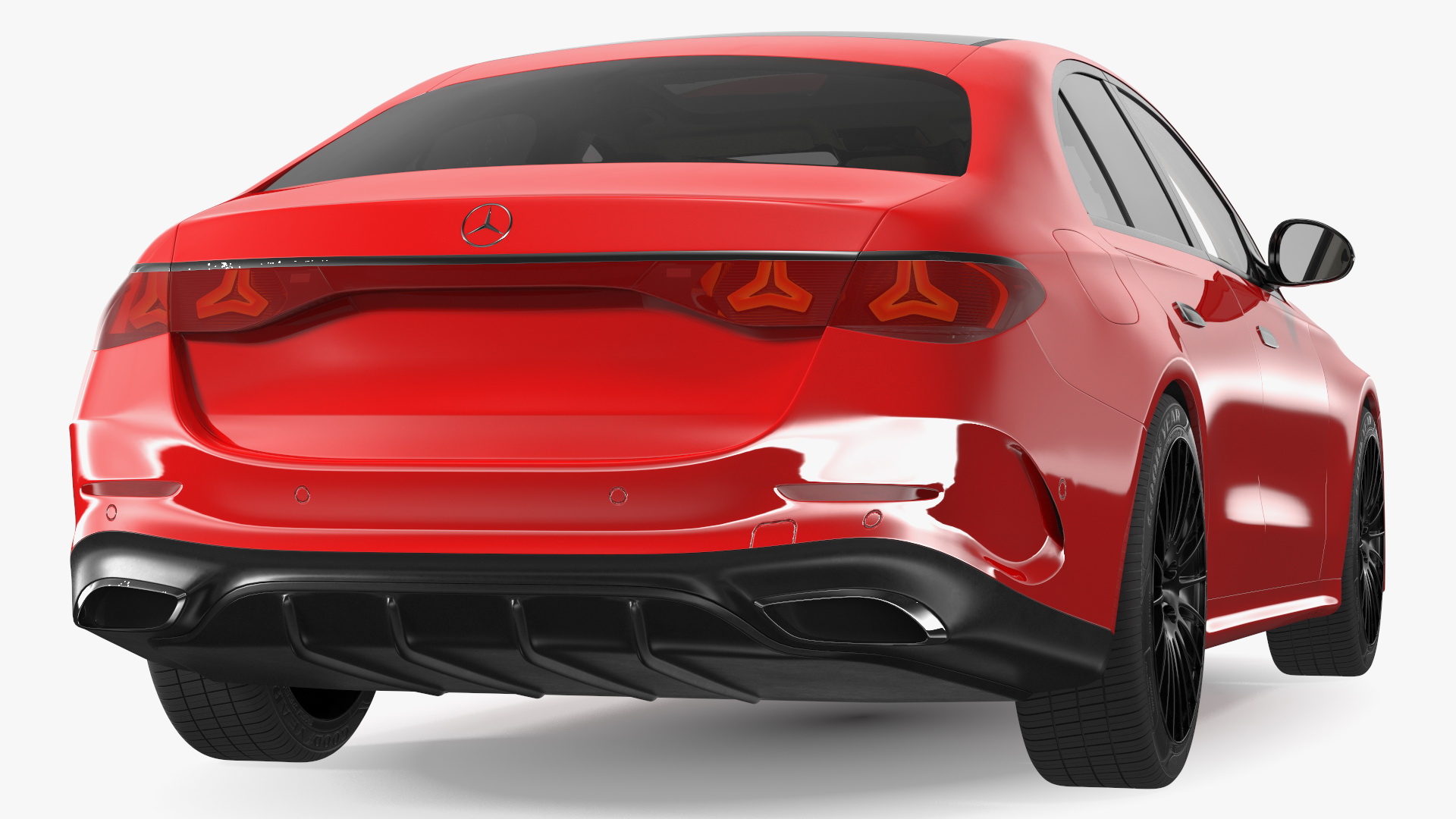 3D Mercedes E-class Red Color Rigged model