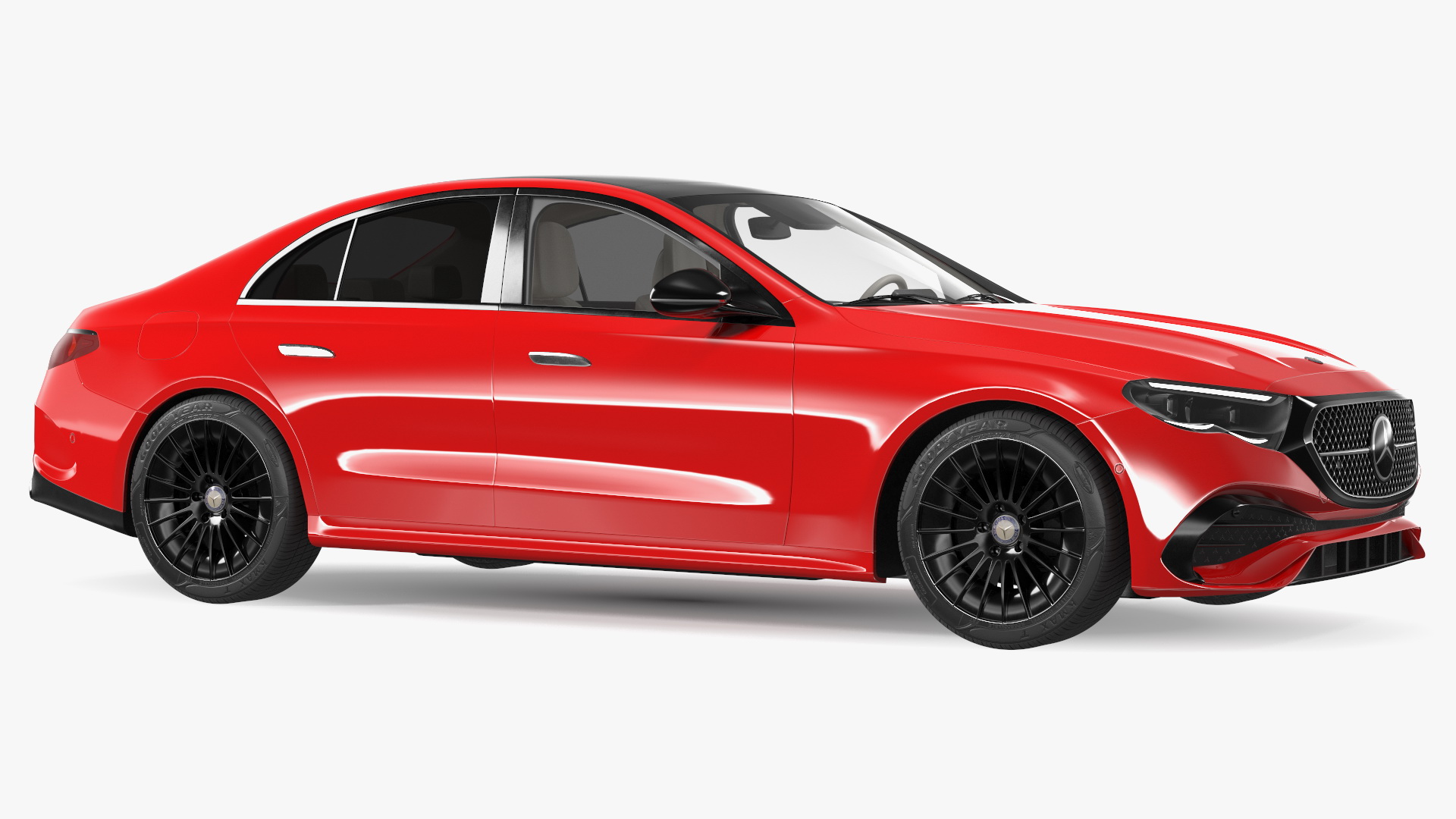 3D Mercedes E-class Red Color Rigged model