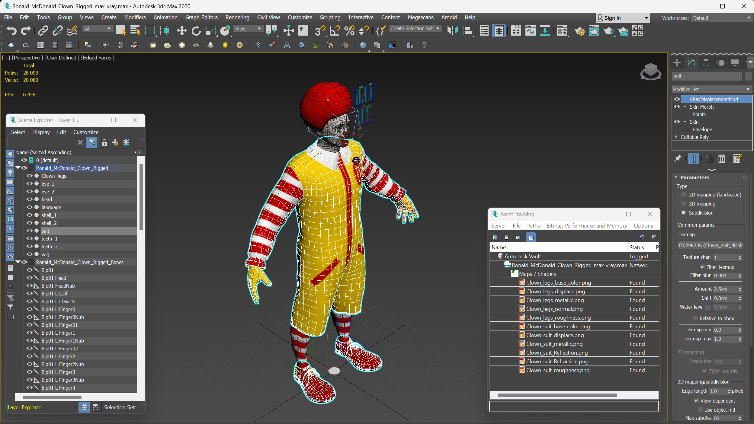 3D Ronald McDonald Clown Rigged model