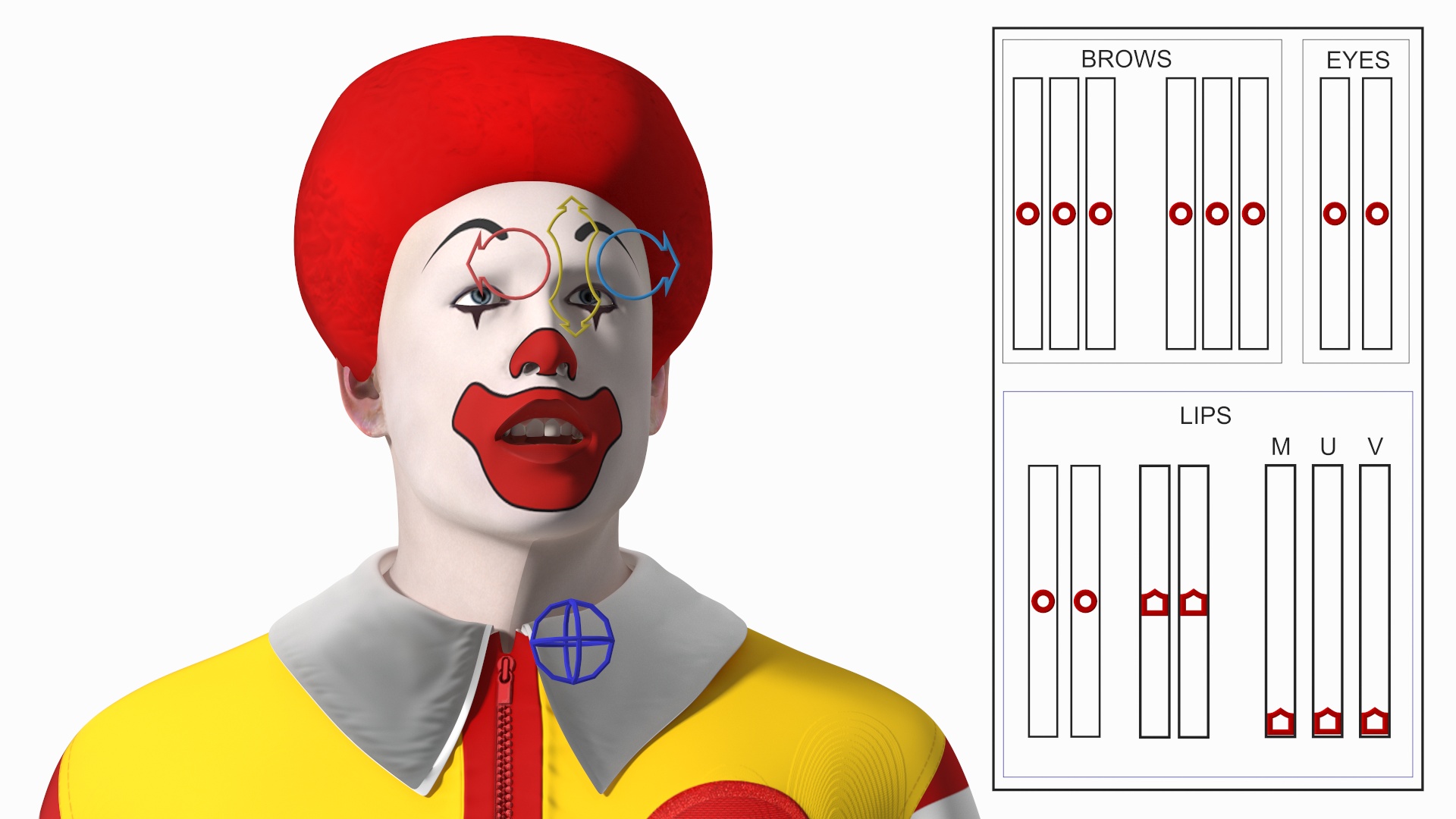 3D Ronald McDonald Clown Rigged model