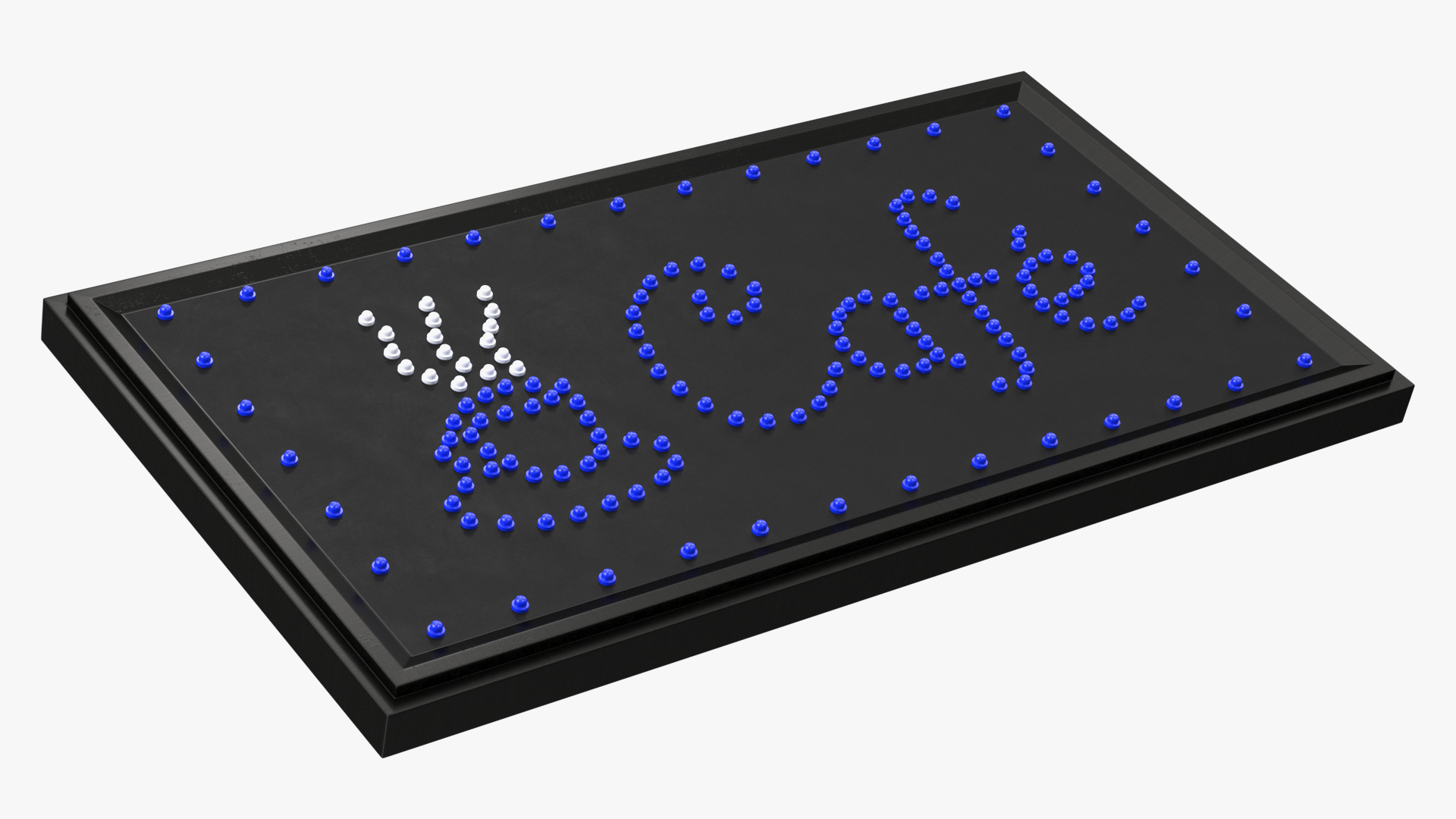 3D model Cafe Sign Bright Blue LED Light OFF