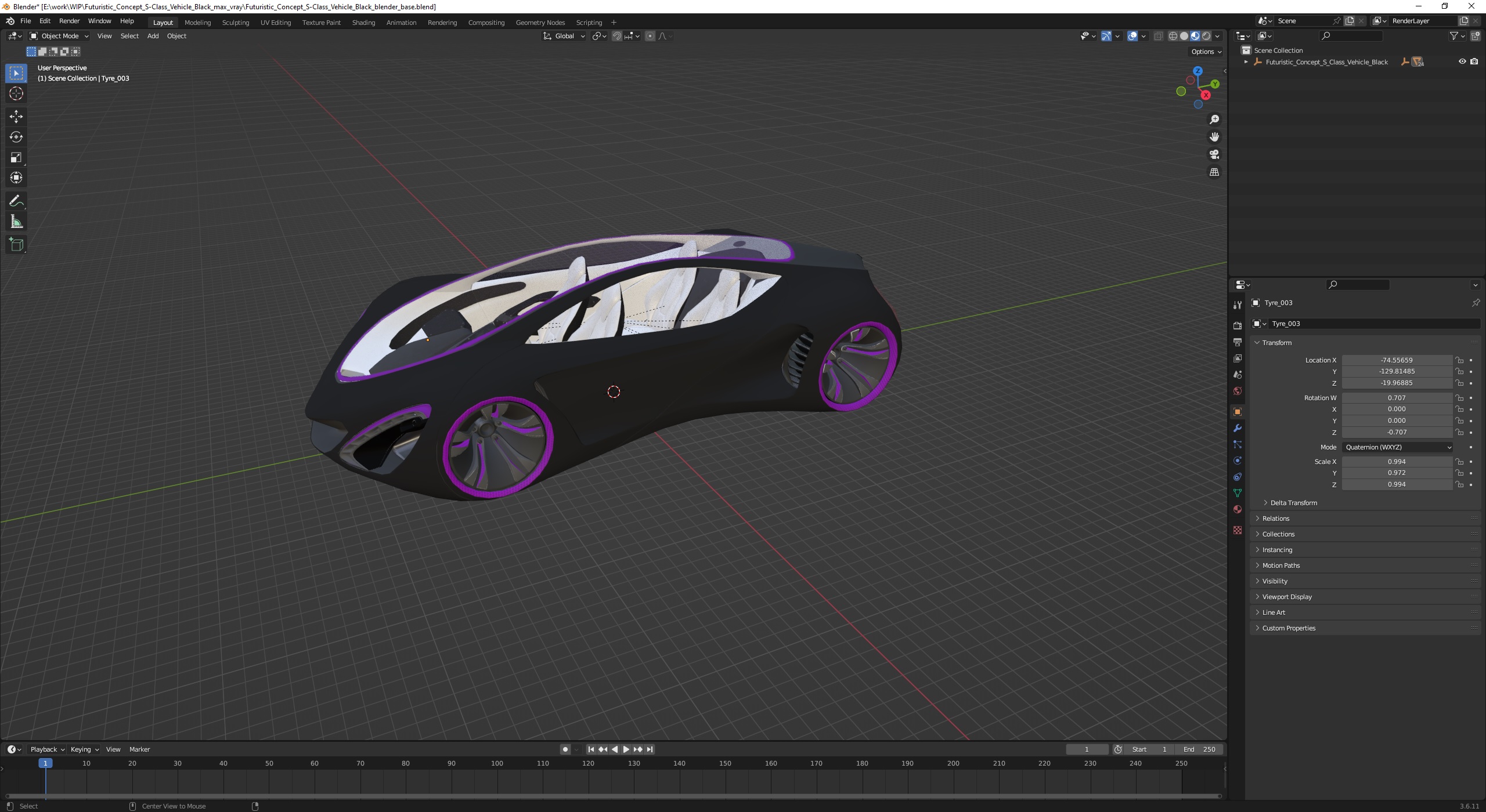 3D model Futuristic Concept S-Class Vehicle Black