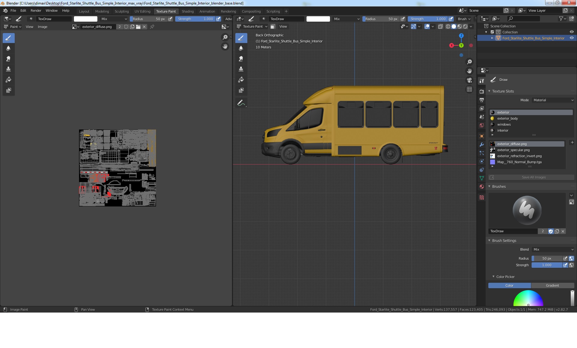 3D Ford Starlite Shuttle Bus Simple Interior