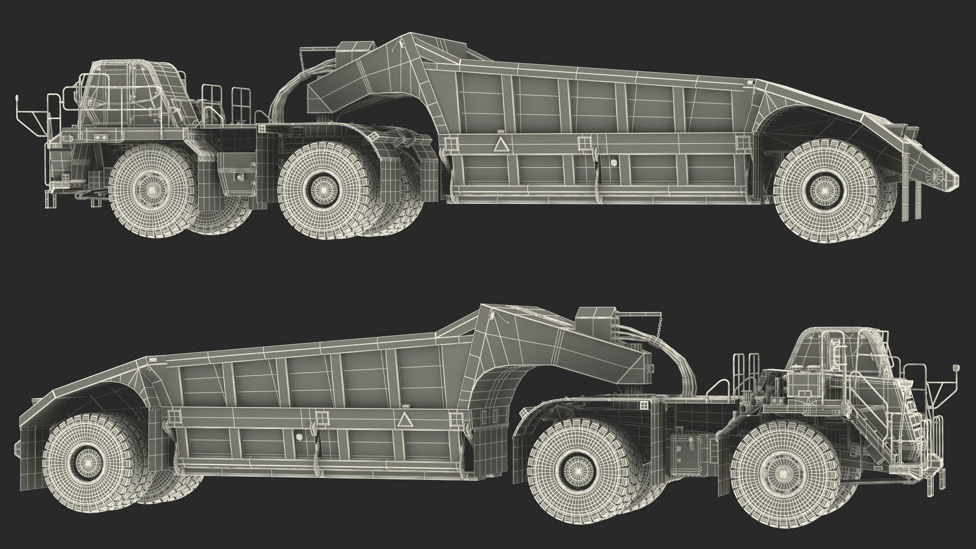 3D Heavy Duty Dump Trailer Dirty Rigged