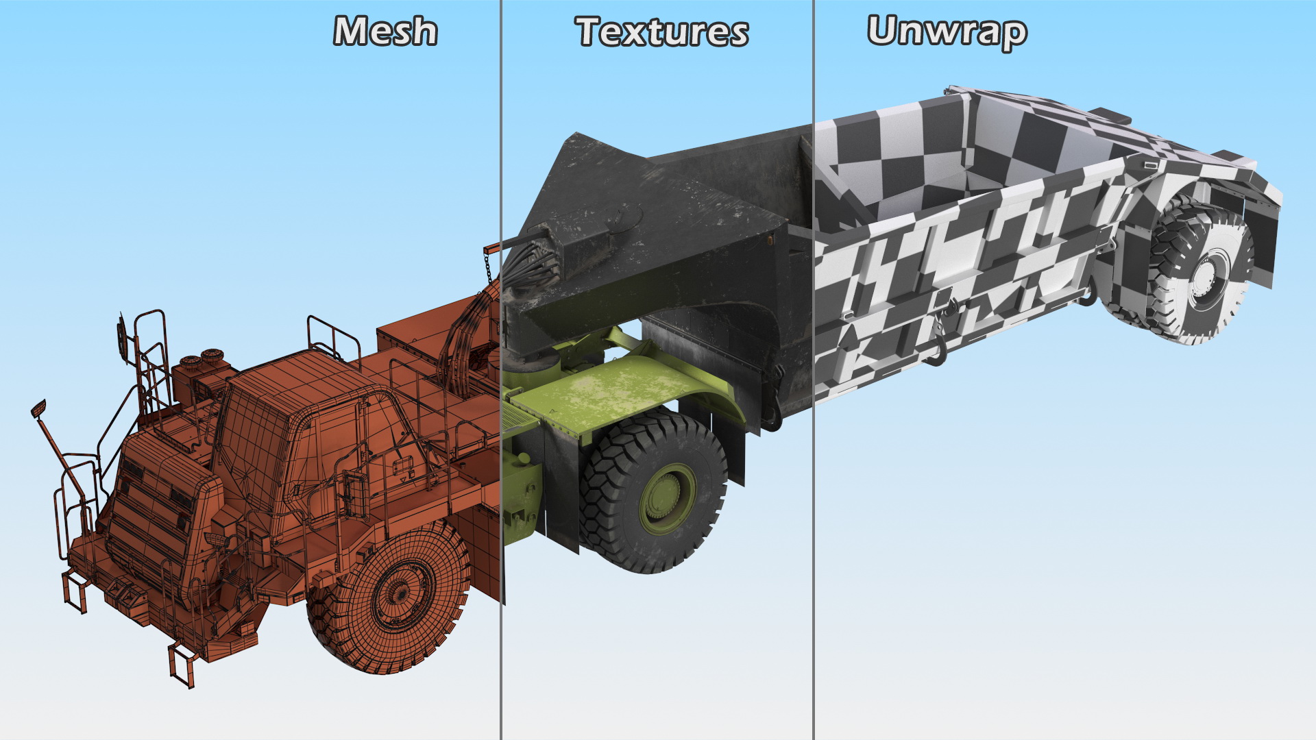3D Heavy Duty Dump Trailer Dirty Rigged