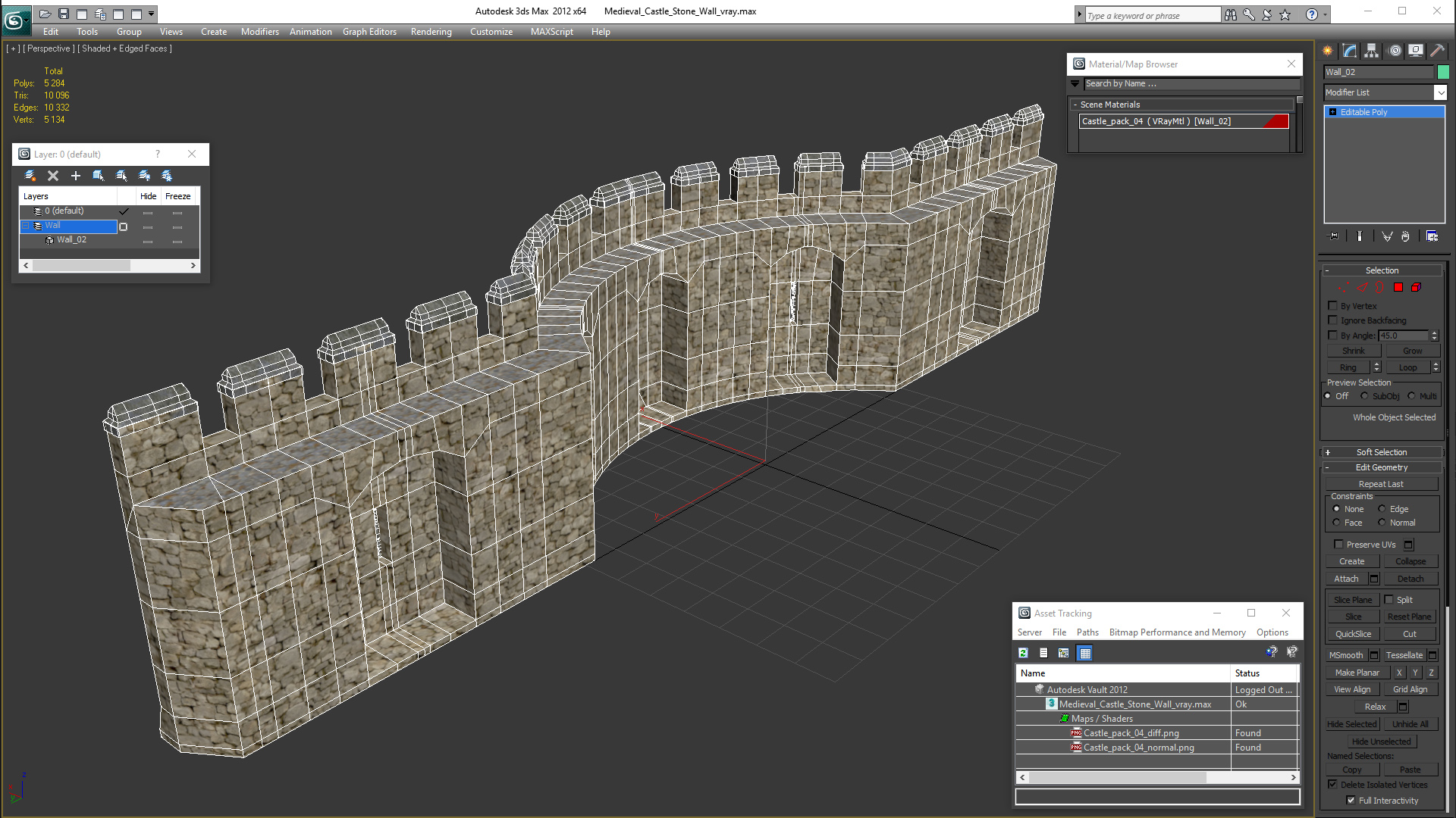 3D Medieval Castle Stone Wall
