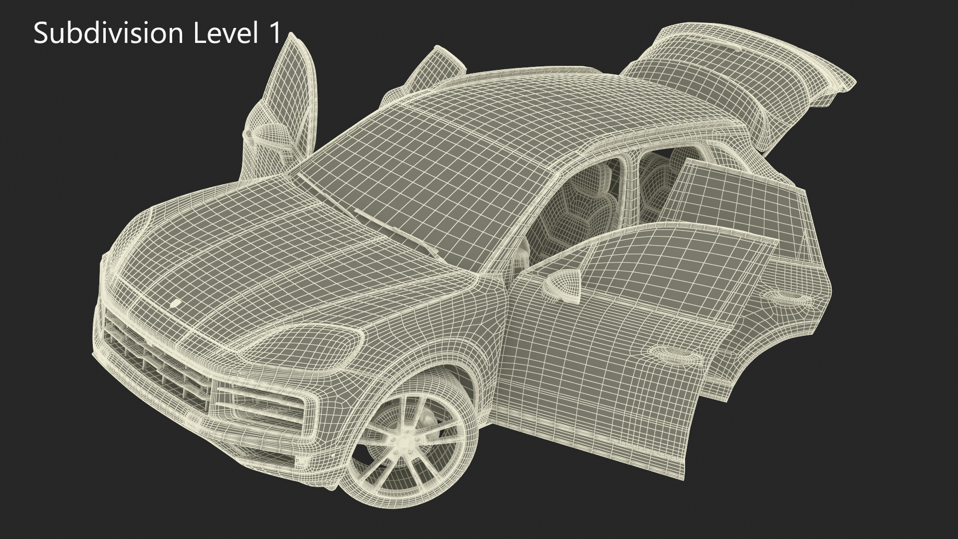 Porsche Cayenne Turbo E-Hybrid 2024 Gray Rigged 3D