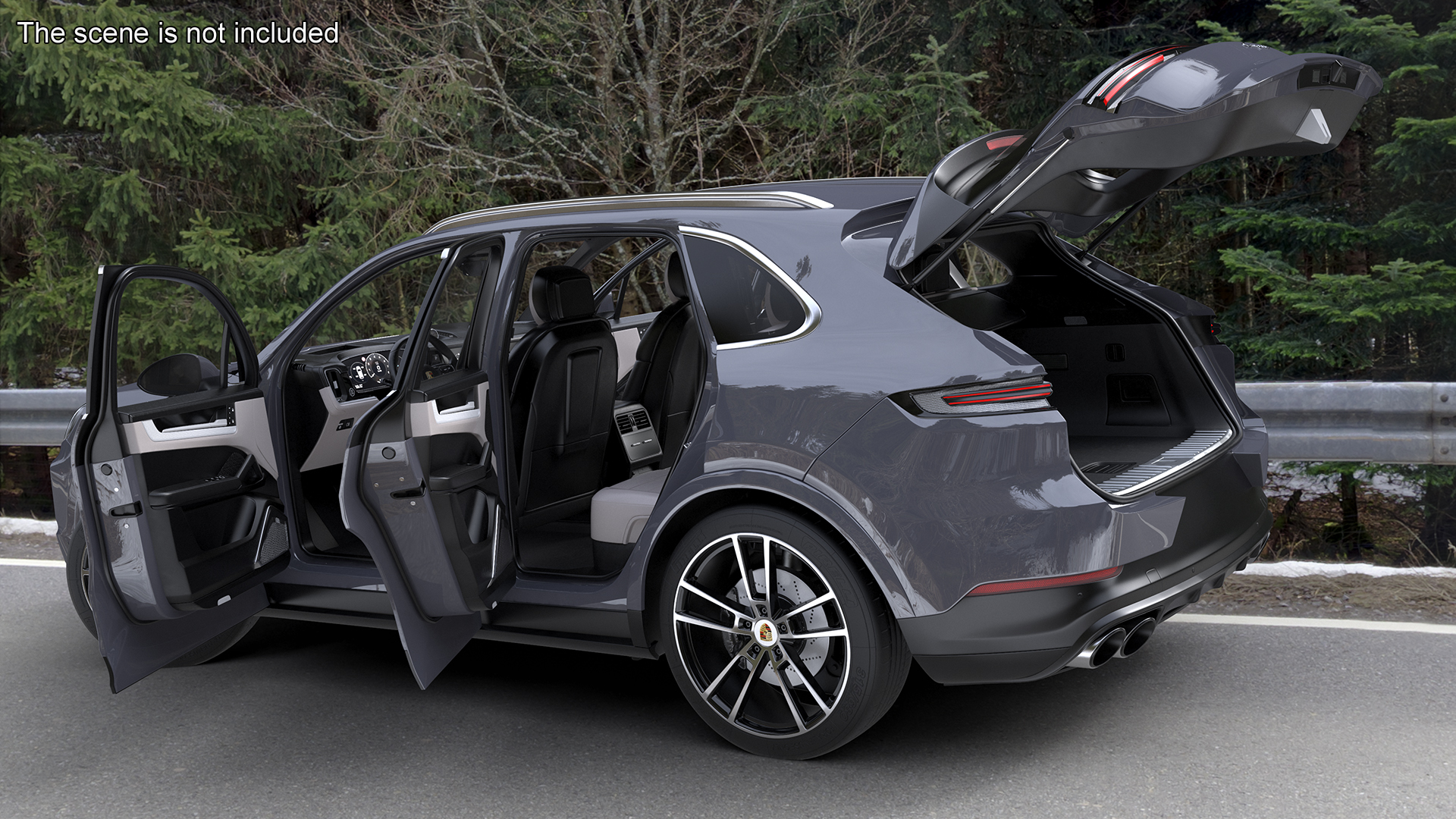 Porsche Cayenne Turbo E-Hybrid 2024 Gray Rigged 3D