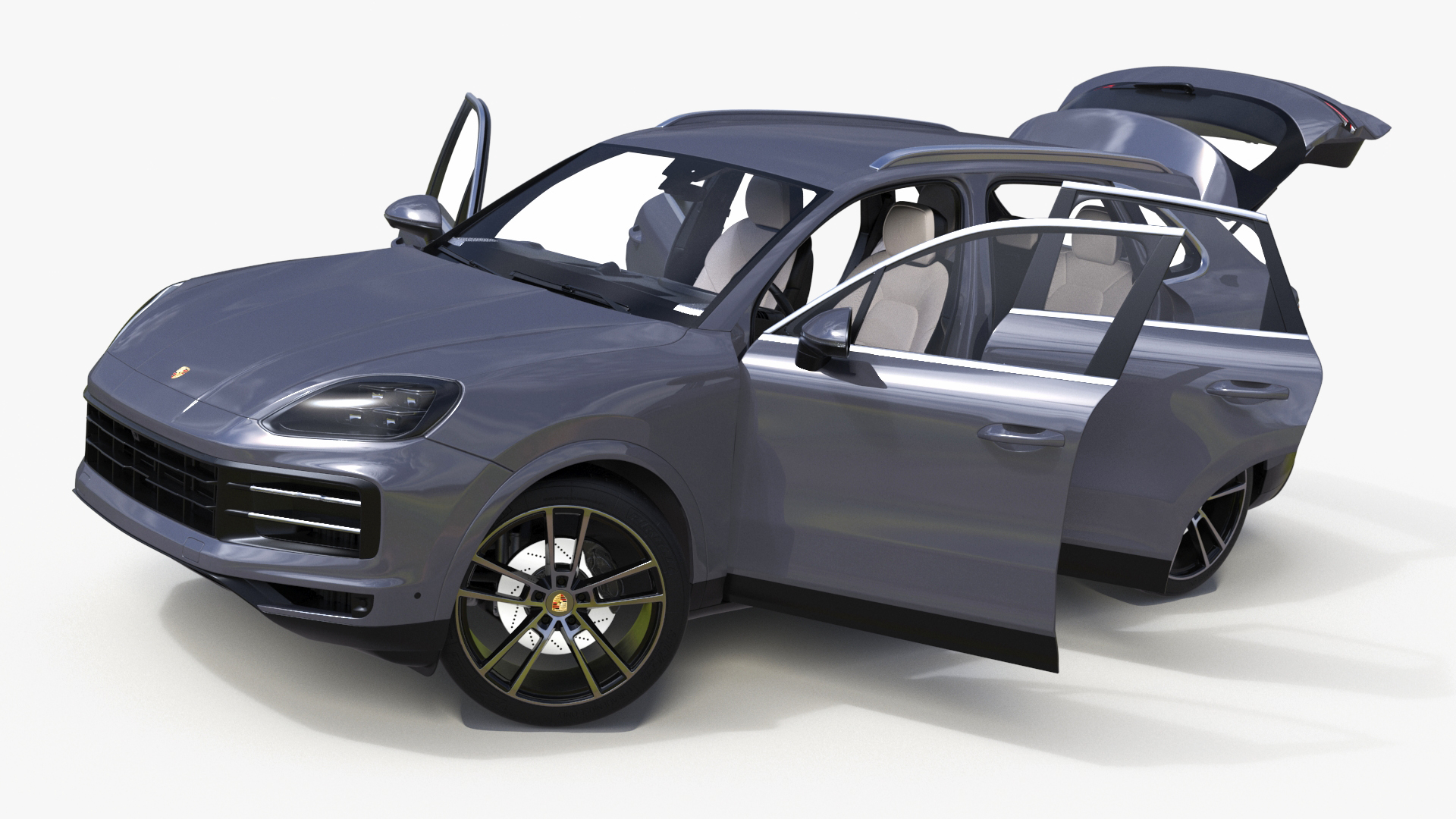 Porsche Cayenne Turbo E-Hybrid 2024 Gray Rigged 3D