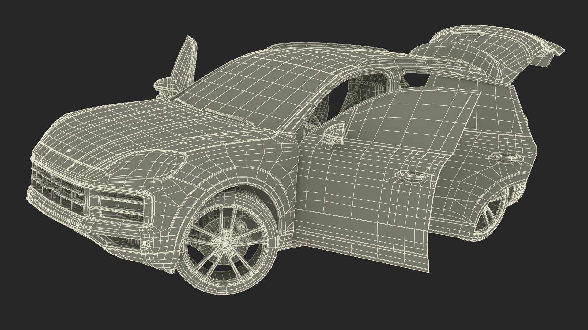 Porsche Cayenne Turbo E-Hybrid 2024 Gray Rigged 3D