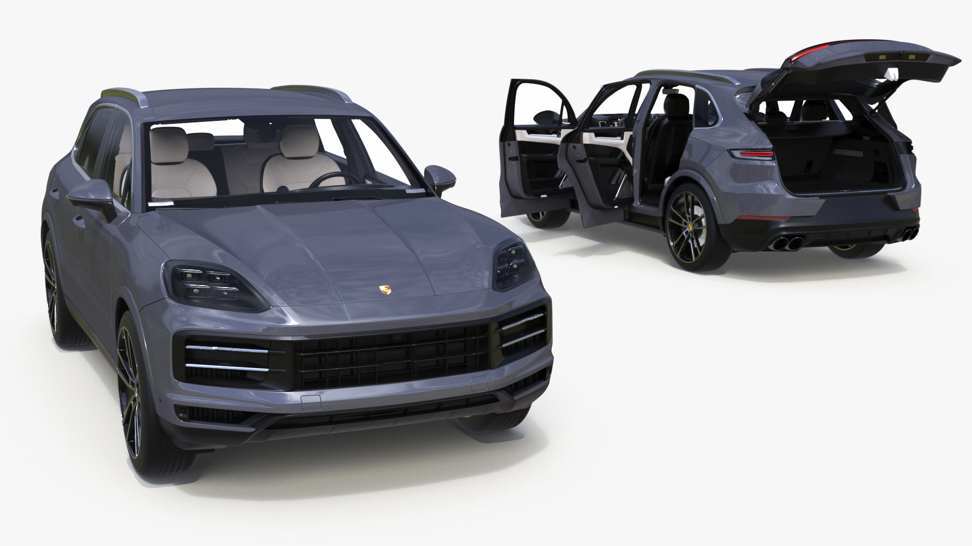 Porsche Cayenne Turbo E-Hybrid 2024 Gray Rigged 3D