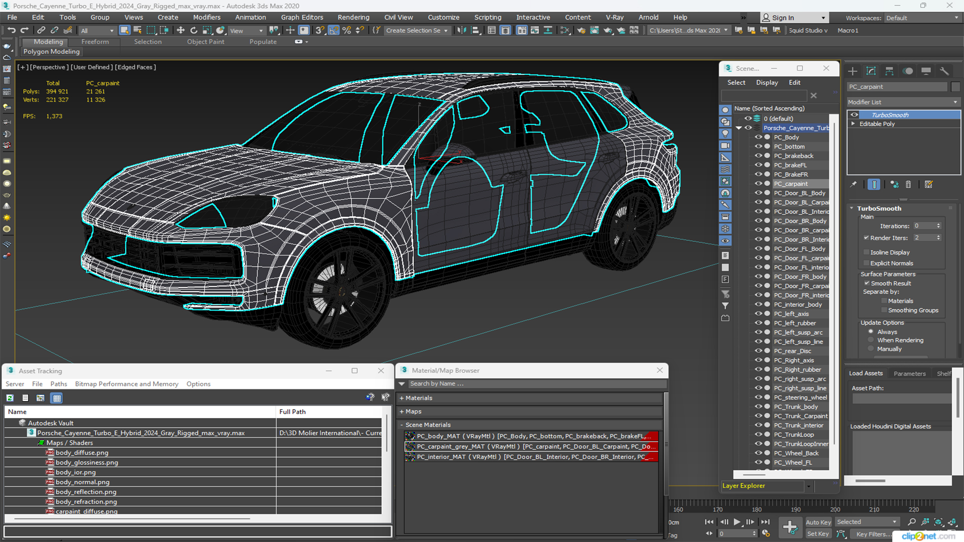 Porsche Cayenne Turbo E-Hybrid 2024 Gray Rigged 3D