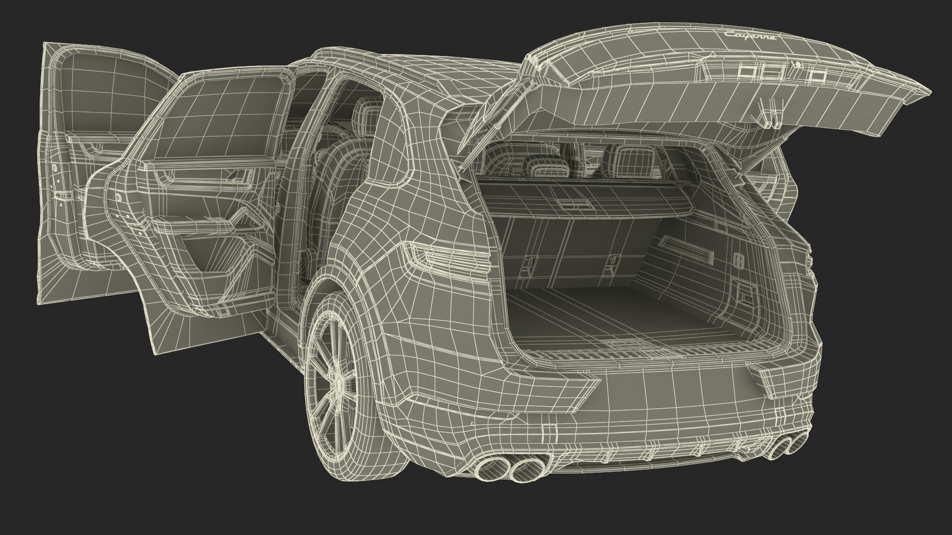 Porsche Cayenne Turbo E-Hybrid 2024 Gray Rigged 3D