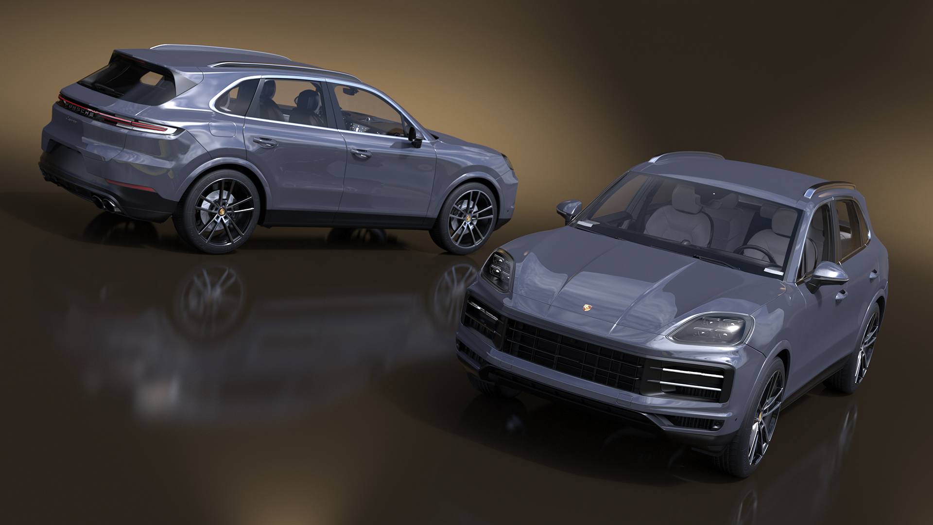 Porsche Cayenne Turbo E-Hybrid 2024 Gray Rigged 3D