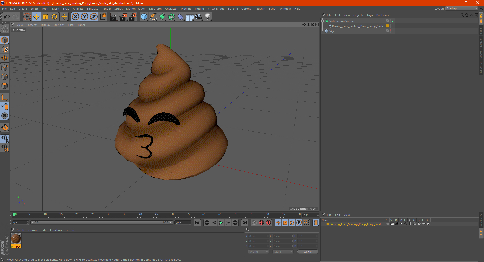 Kissing Face Smiling Poop Emoji Smile 3D