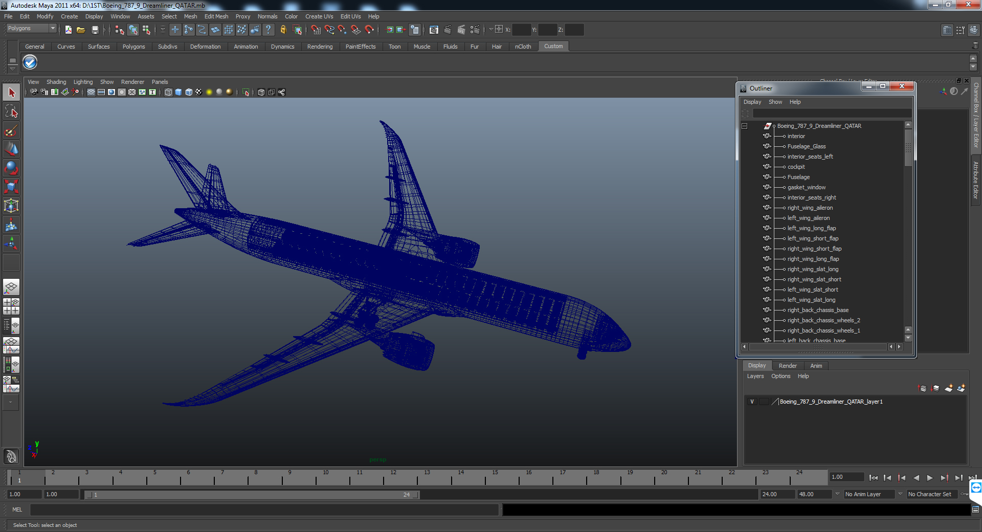 Boeing 787 9 Dreamliner QATAR 3D model