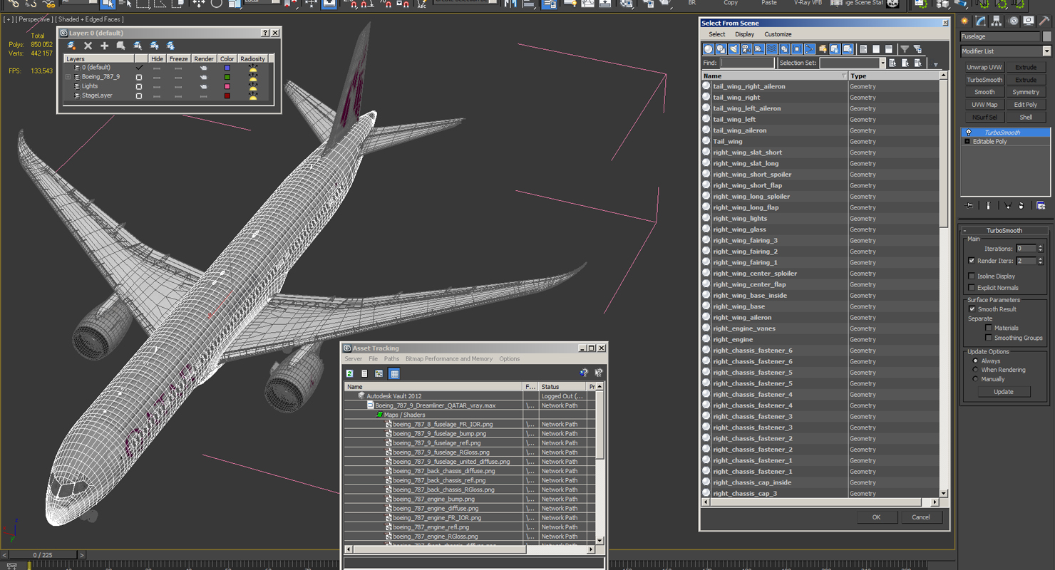 Boeing 787 9 Dreamliner QATAR 3D model