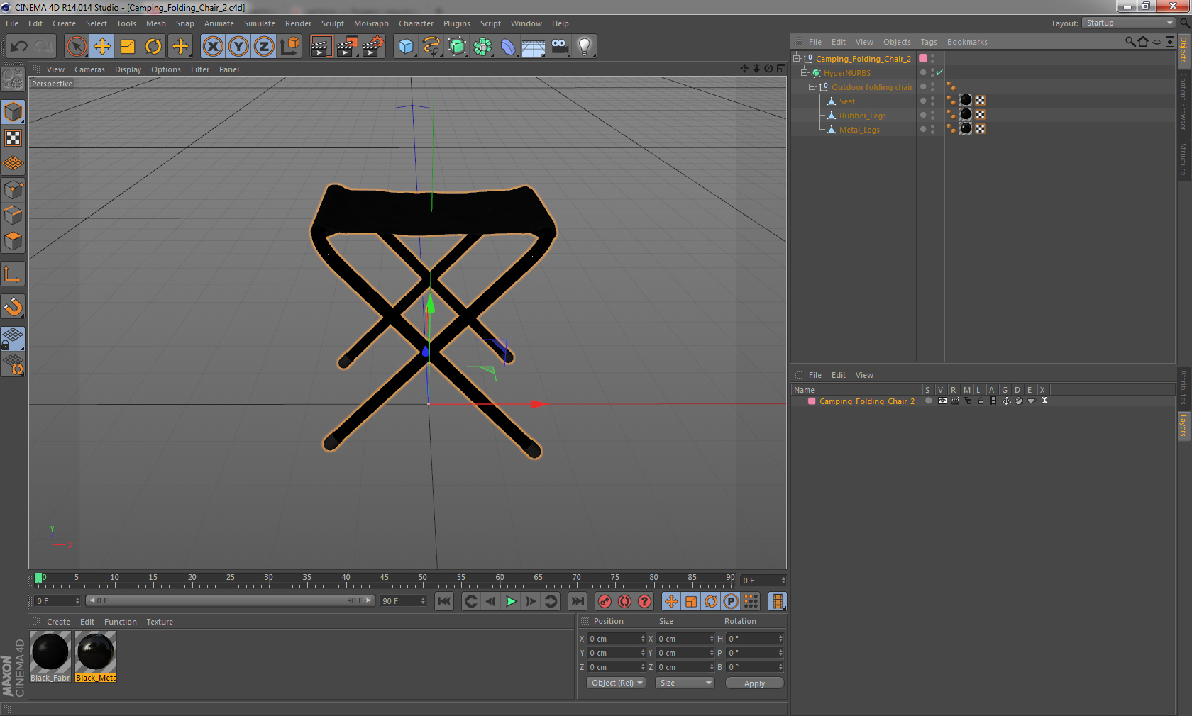 3D Camping Folding Chair 2 model