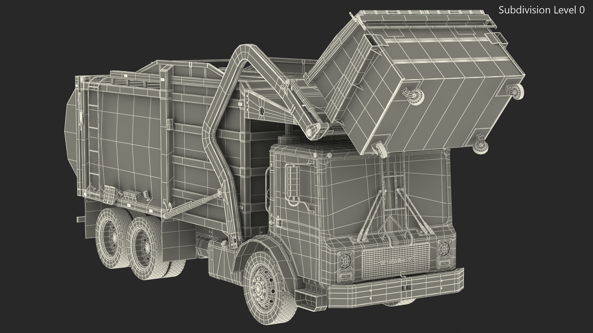 Mack Garbage Truck with Dumpster Blue 3D
