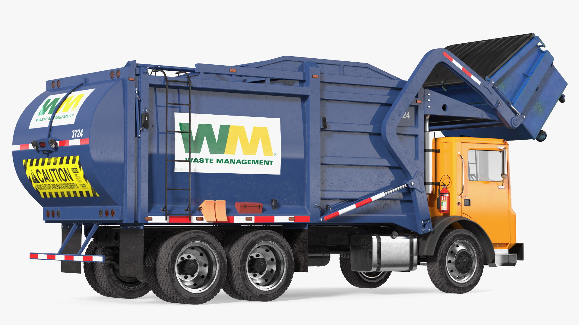 Mack Garbage Truck with Dumpster Blue 3D