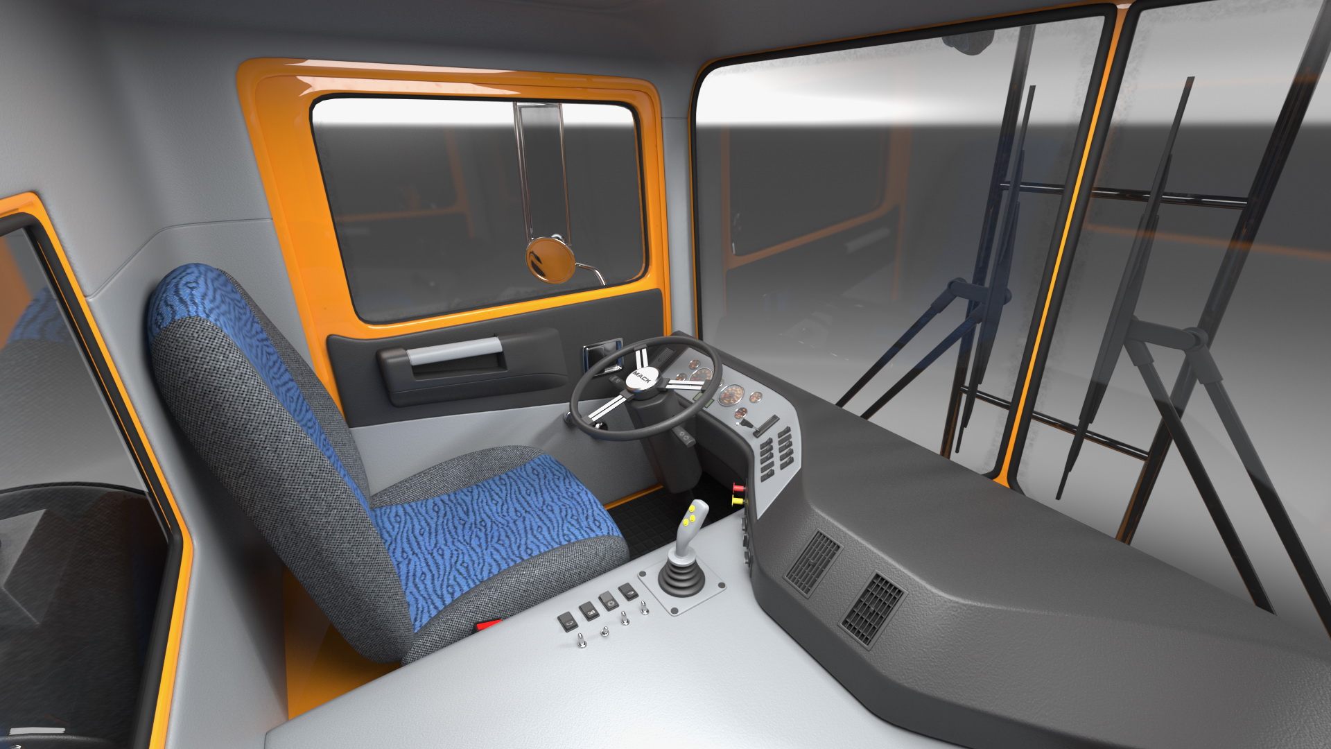 Mack Garbage Truck with Dumpster Blue 3D