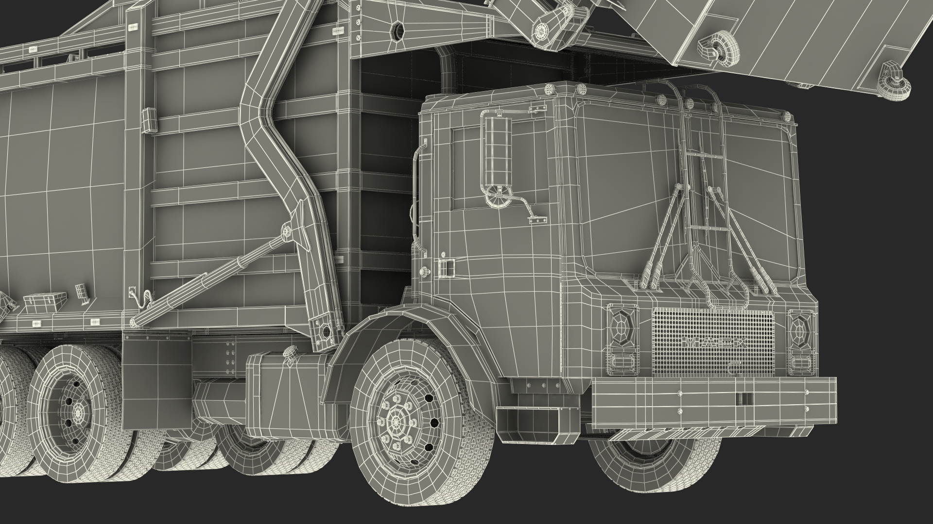 Mack Garbage Truck with Dumpster Blue 3D