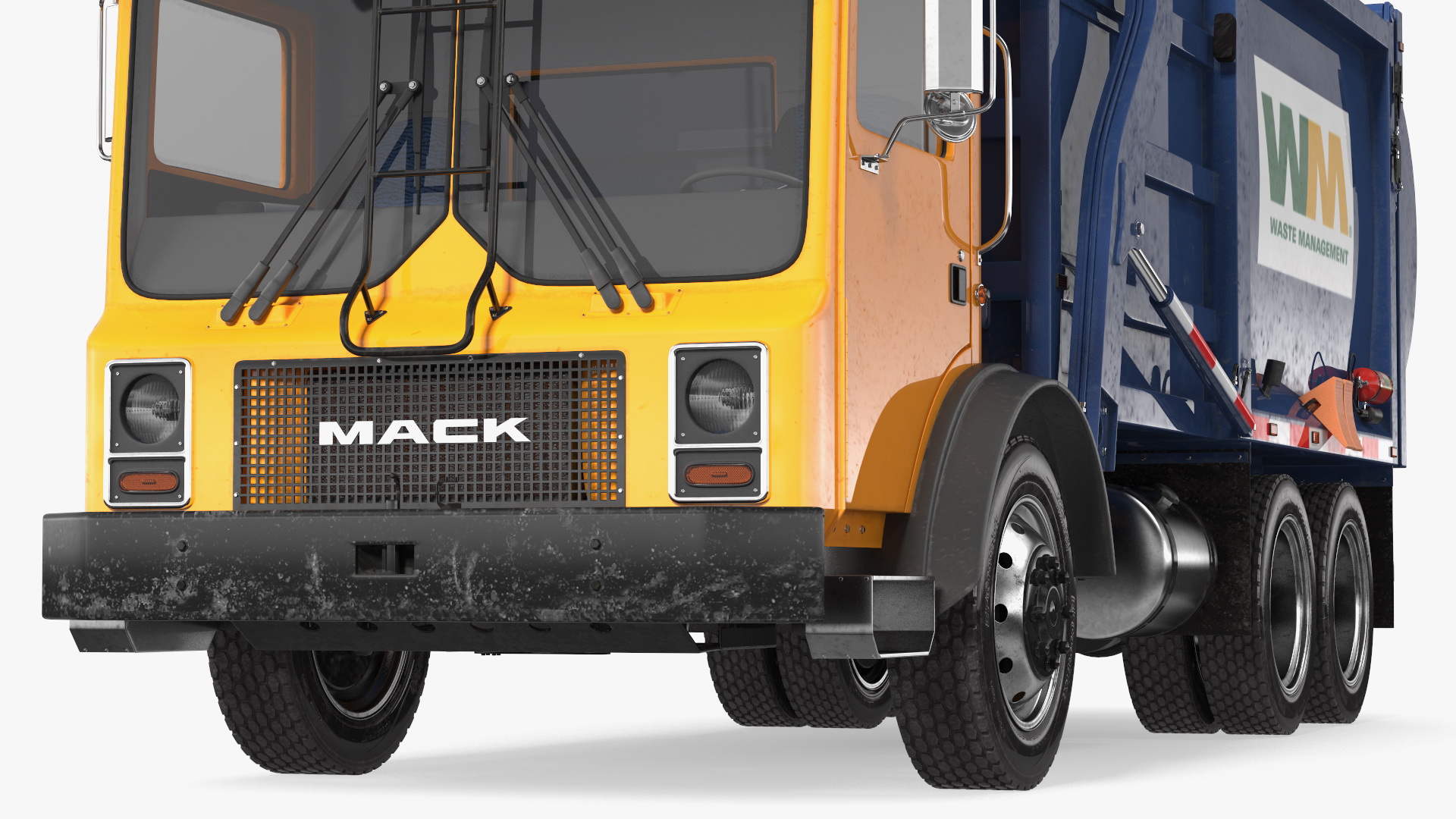 Mack Garbage Truck with Dumpster Blue 3D
