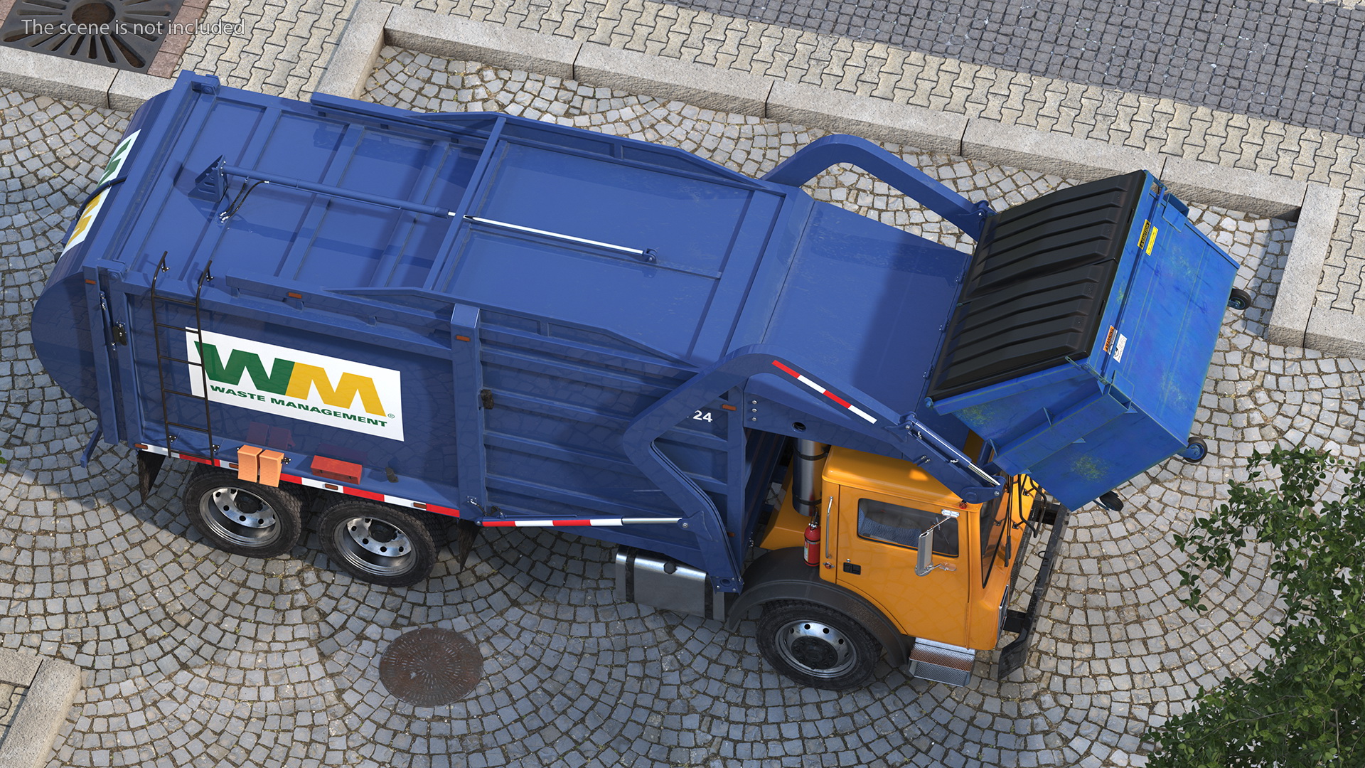 Mack Garbage Truck with Dumpster Blue 3D