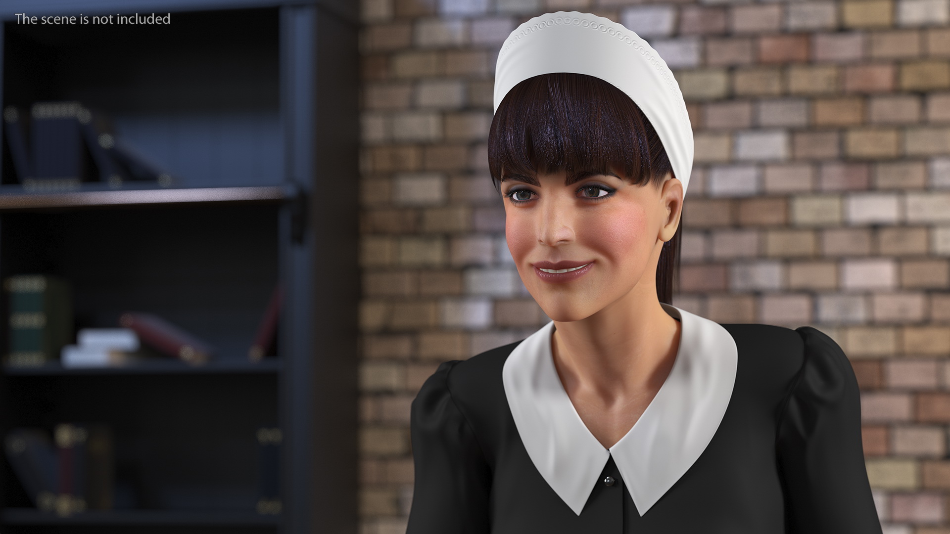 Housekeeping Maid with Dyson Big Ball Vacuum Cleaner Rigged 3D model