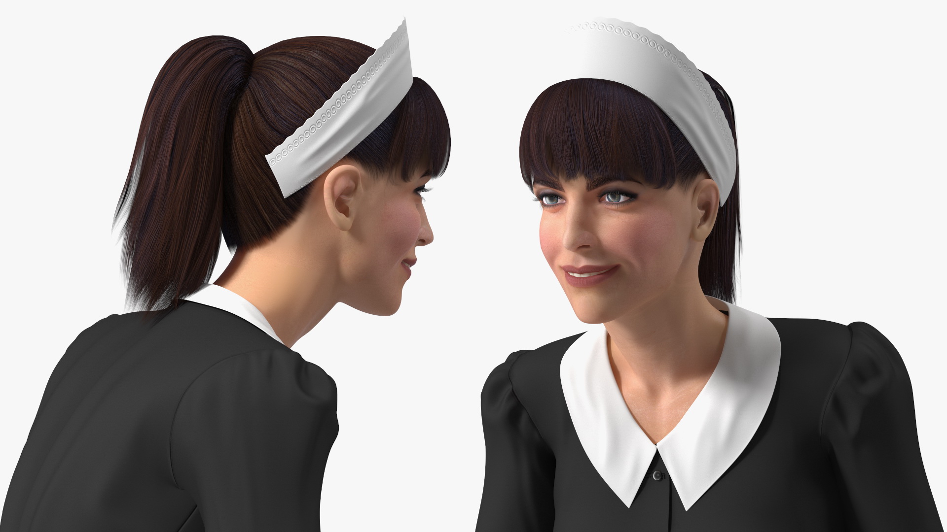 Housekeeping Maid with Dyson Big Ball Vacuum Cleaner Rigged 3D model
