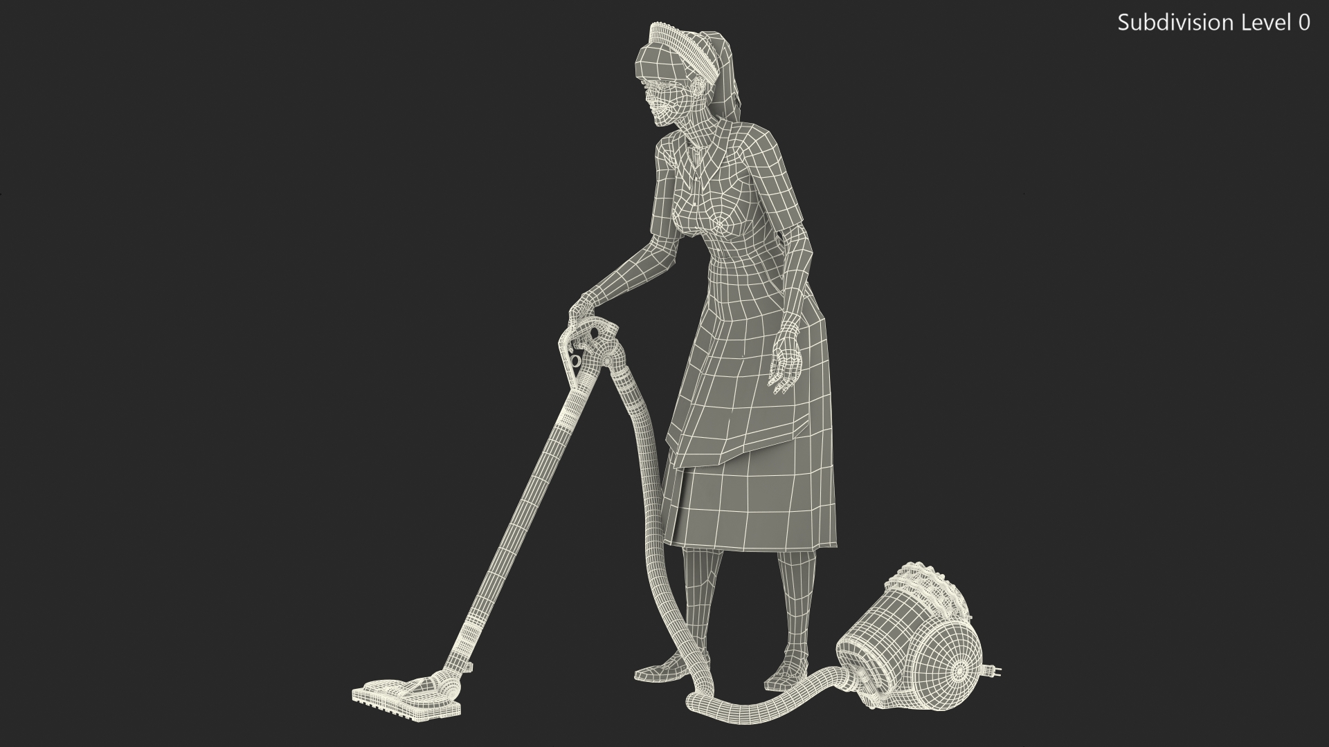 Housekeeping Maid with Dyson Big Ball Vacuum Cleaner Rigged 3D model