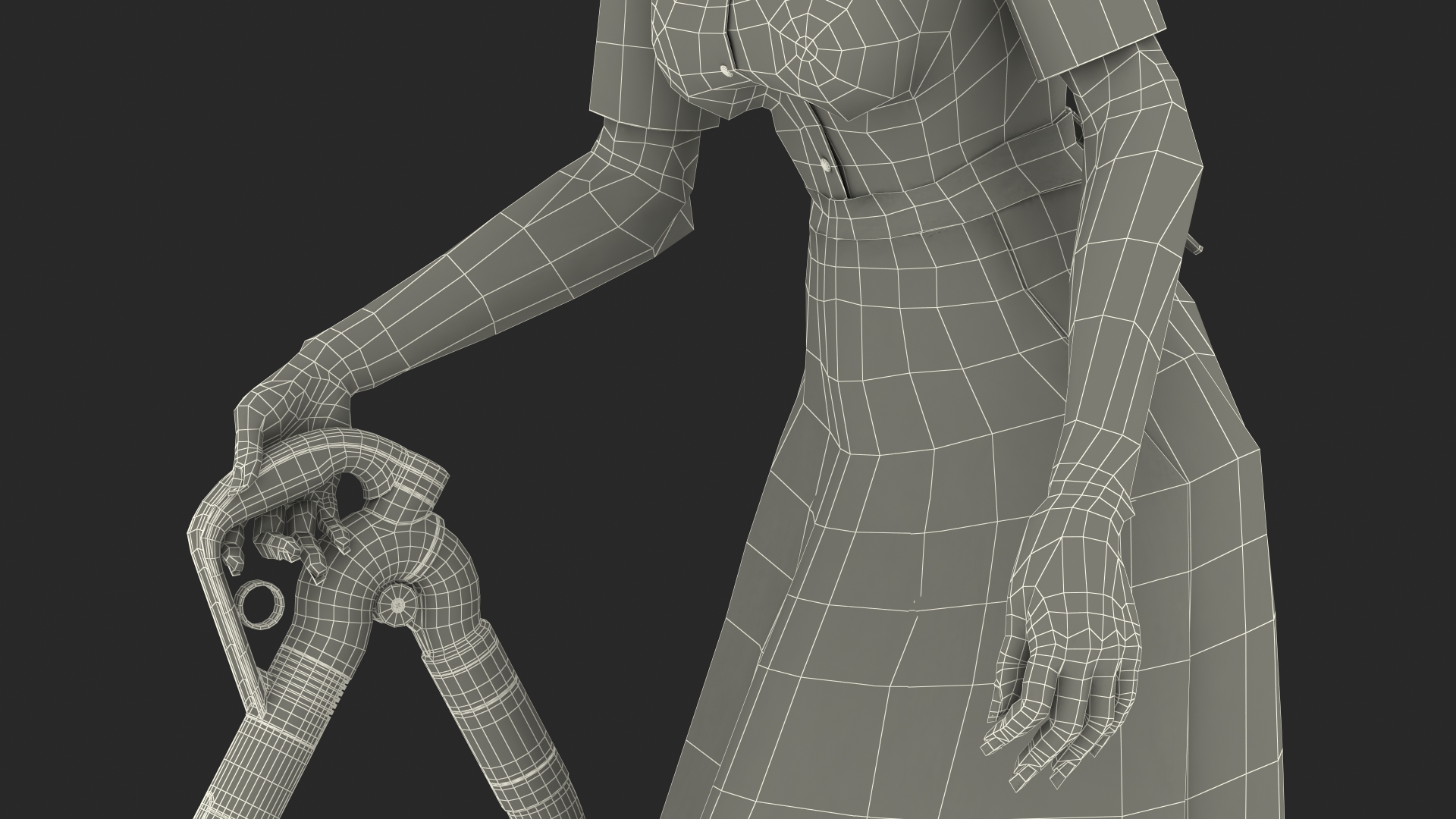 Housekeeping Maid with Dyson Big Ball Vacuum Cleaner Rigged 3D model
