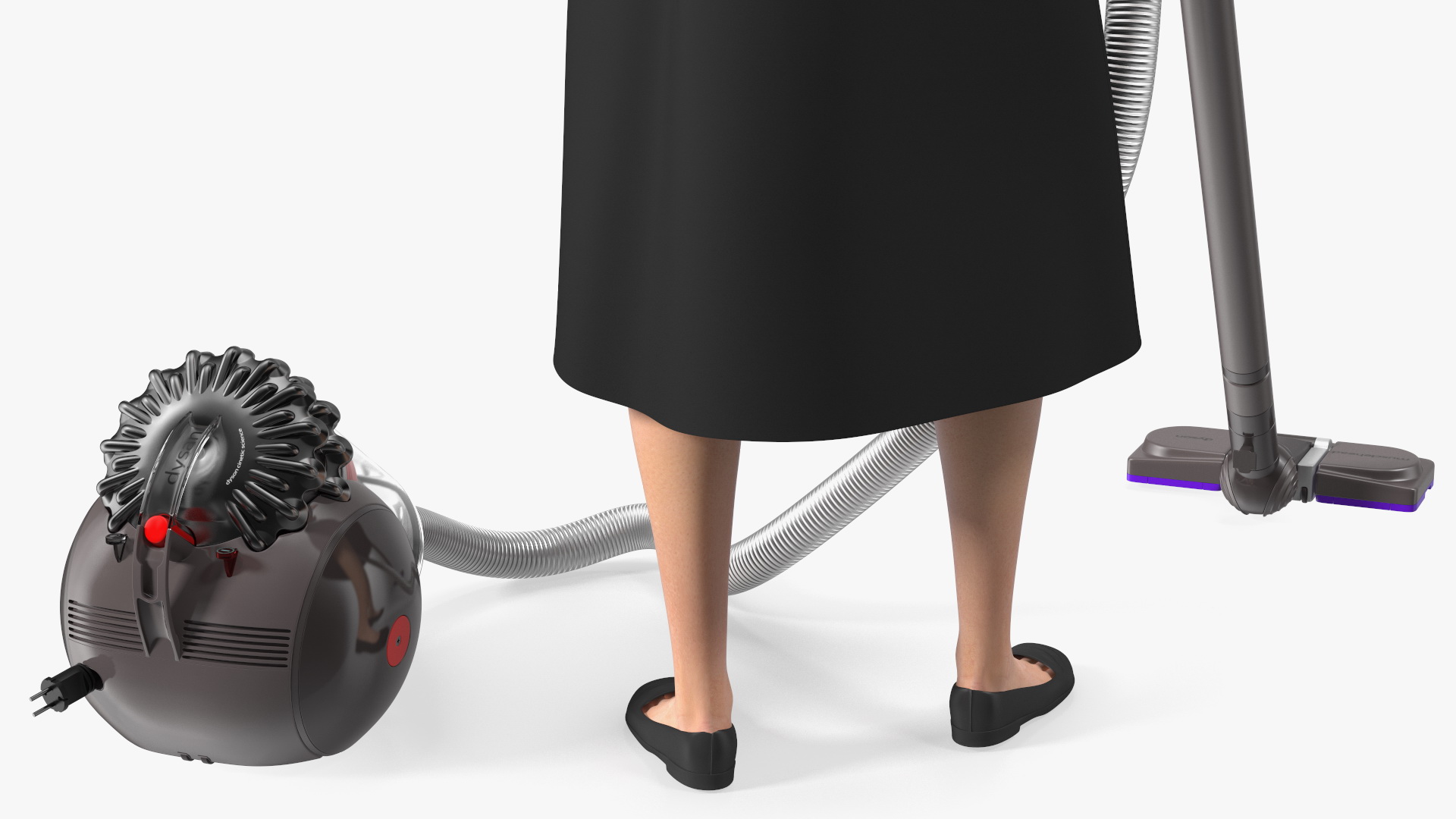 Housekeeping Maid with Dyson Big Ball Vacuum Cleaner Rigged 3D model
