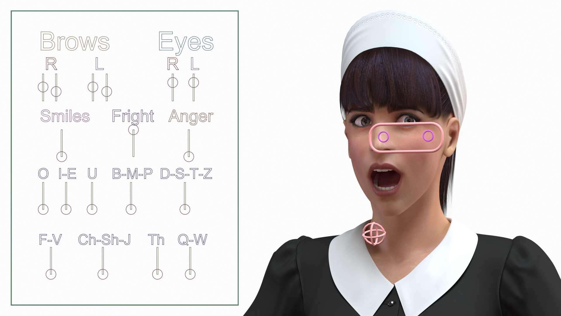 Housekeeping Maid with Dyson Big Ball Vacuum Cleaner Rigged 3D model