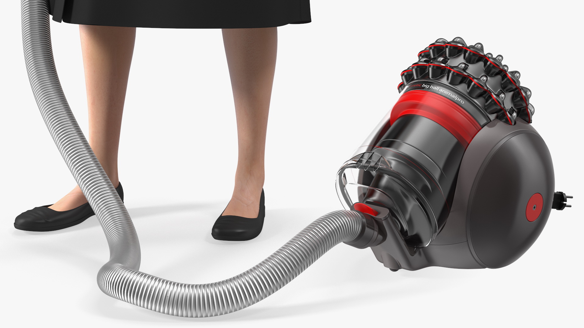 Housekeeping Maid with Dyson Big Ball Vacuum Cleaner Rigged 3D model