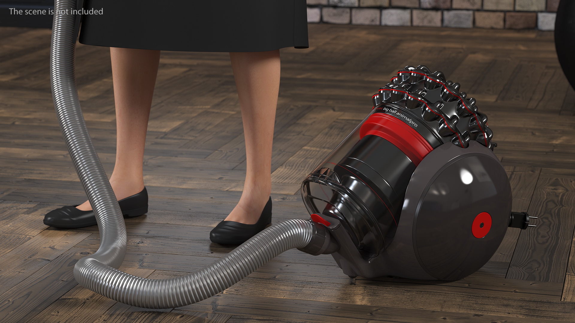 Housekeeping Maid with Dyson Big Ball Vacuum Cleaner Rigged 3D model