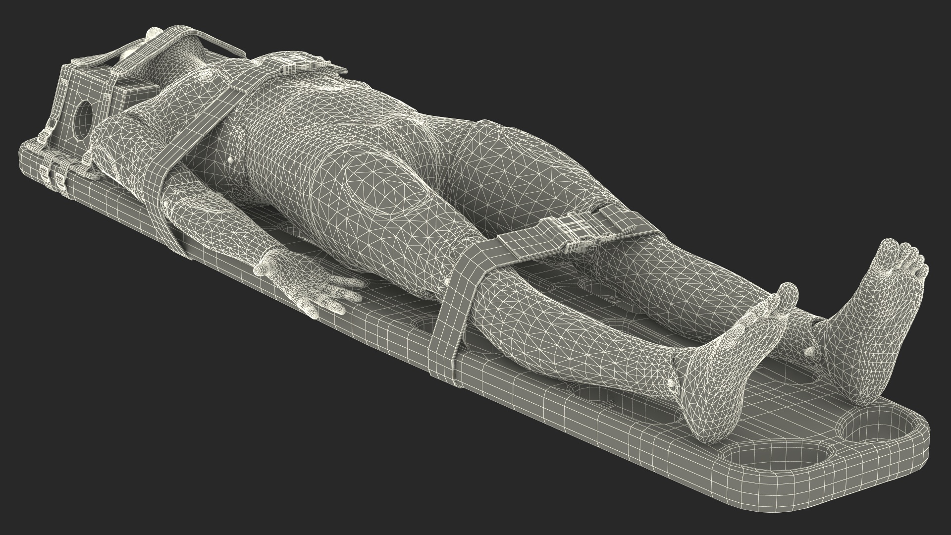 3D model Spinal Board Stretcher with Manikin