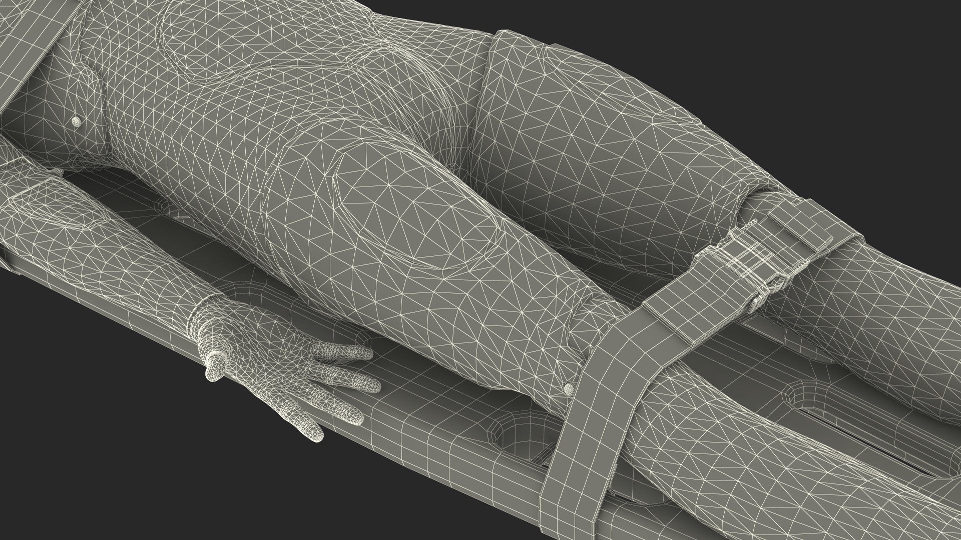 3D model Spinal Board Stretcher with Manikin