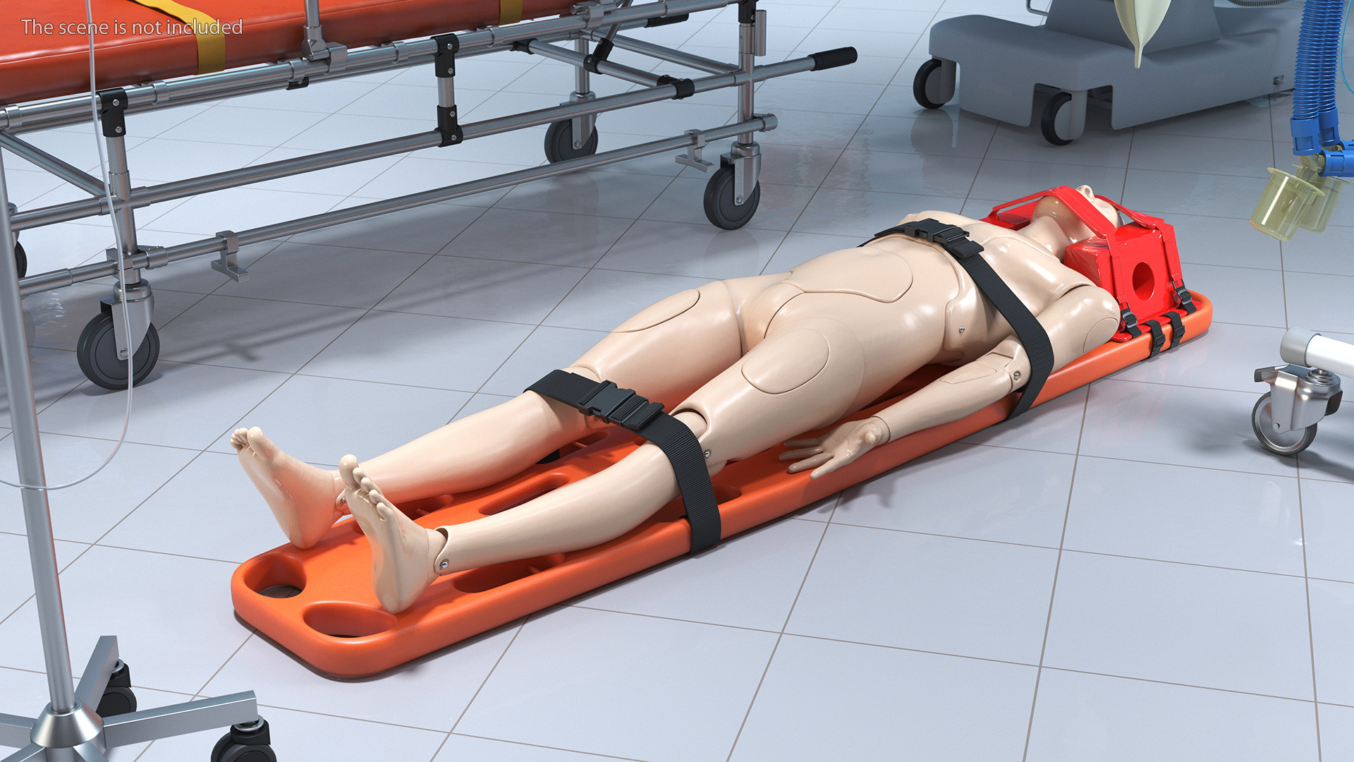 3D model Spinal Board Stretcher with Manikin