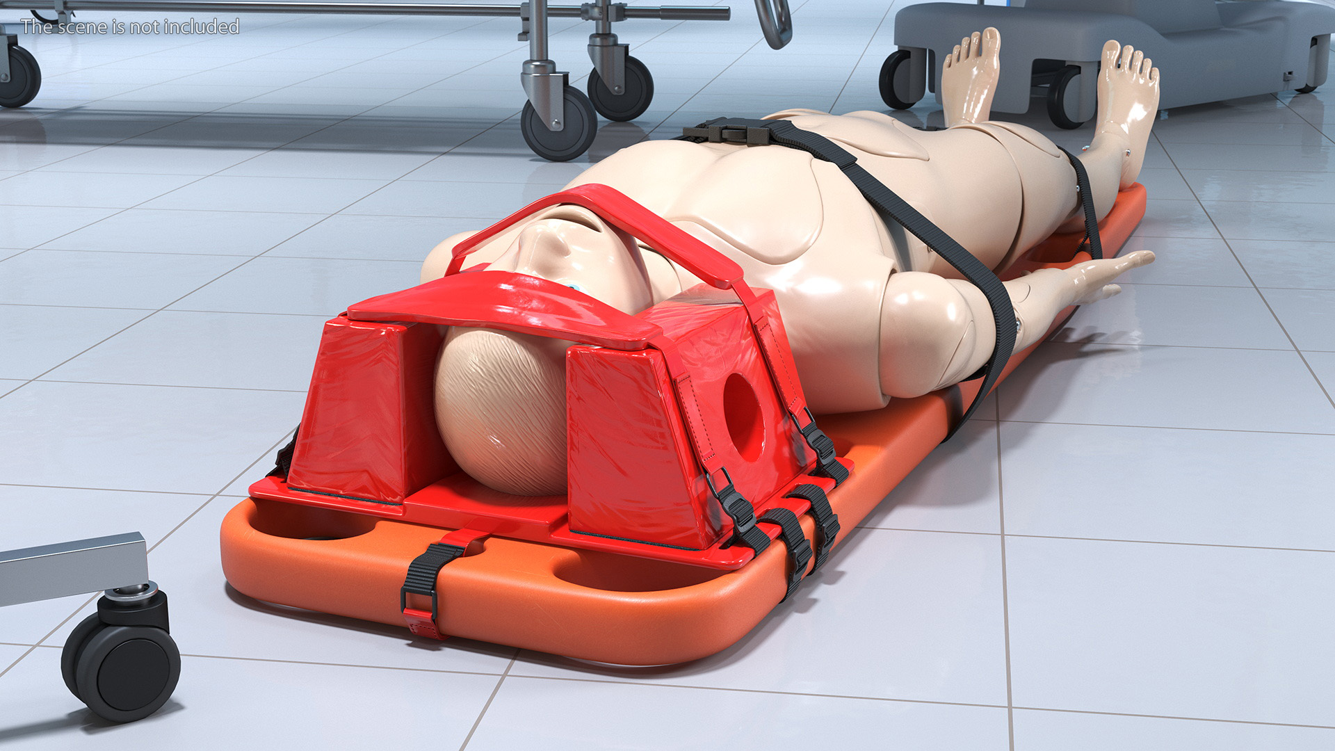 3D model Spinal Board Stretcher with Manikin
