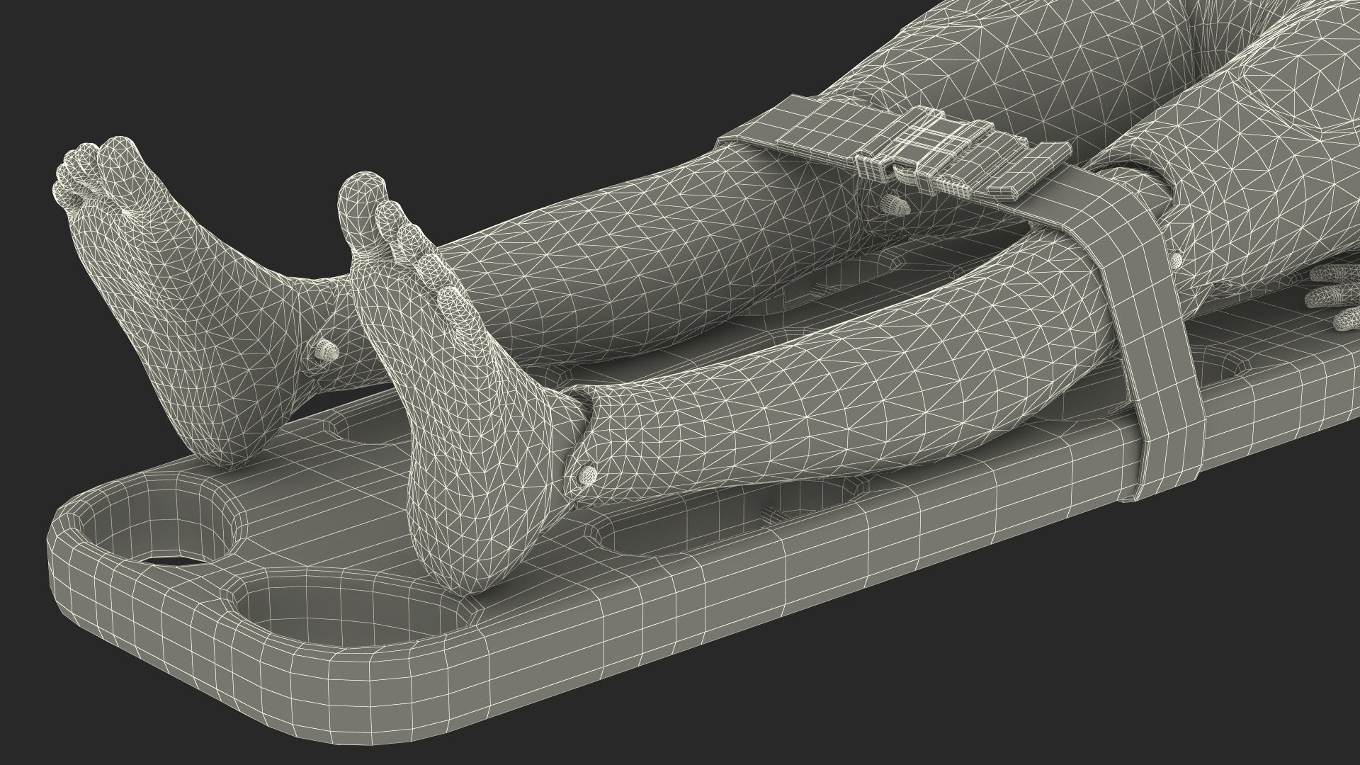 3D model Spinal Board Stretcher with Manikin