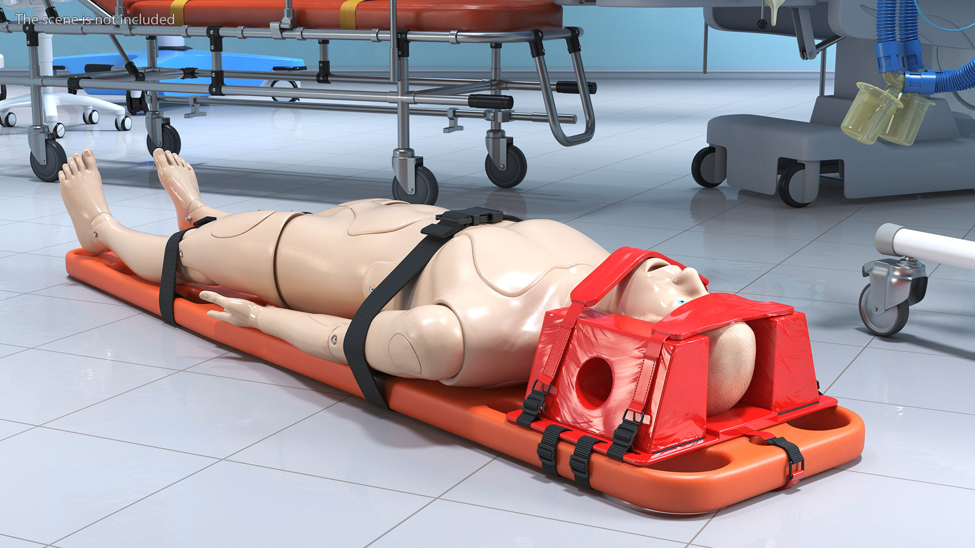 3D model Spinal Board Stretcher with Manikin