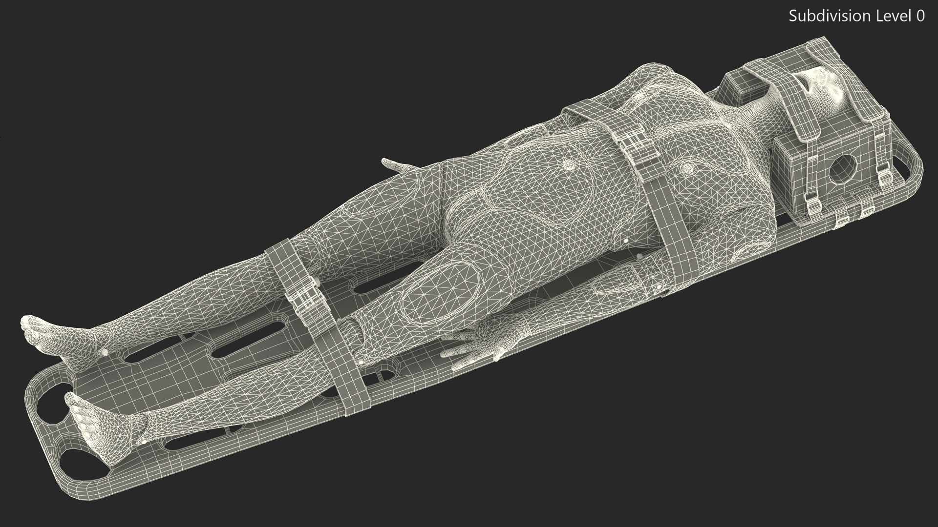 3D model Spinal Board Stretcher with Manikin